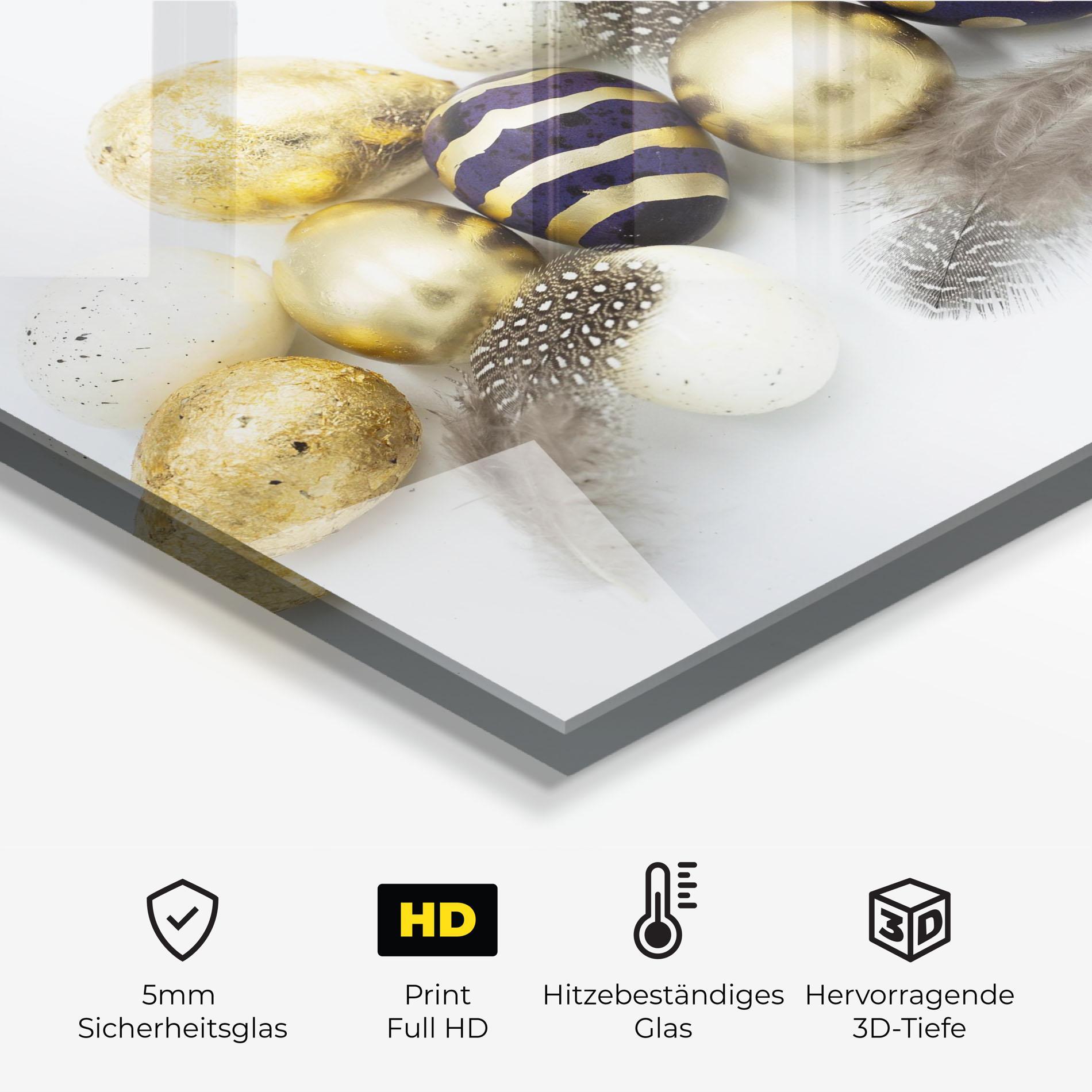 Küchenrückwand Glas Golden Black Eggs mockup 2