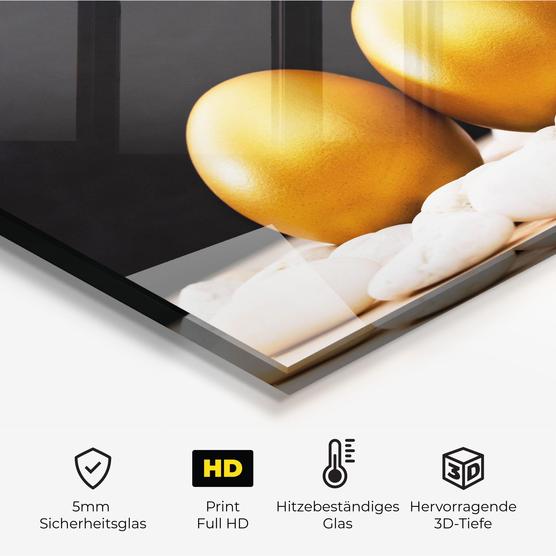 Küchenrückwand Glas Golden Easter Egg mockup 2