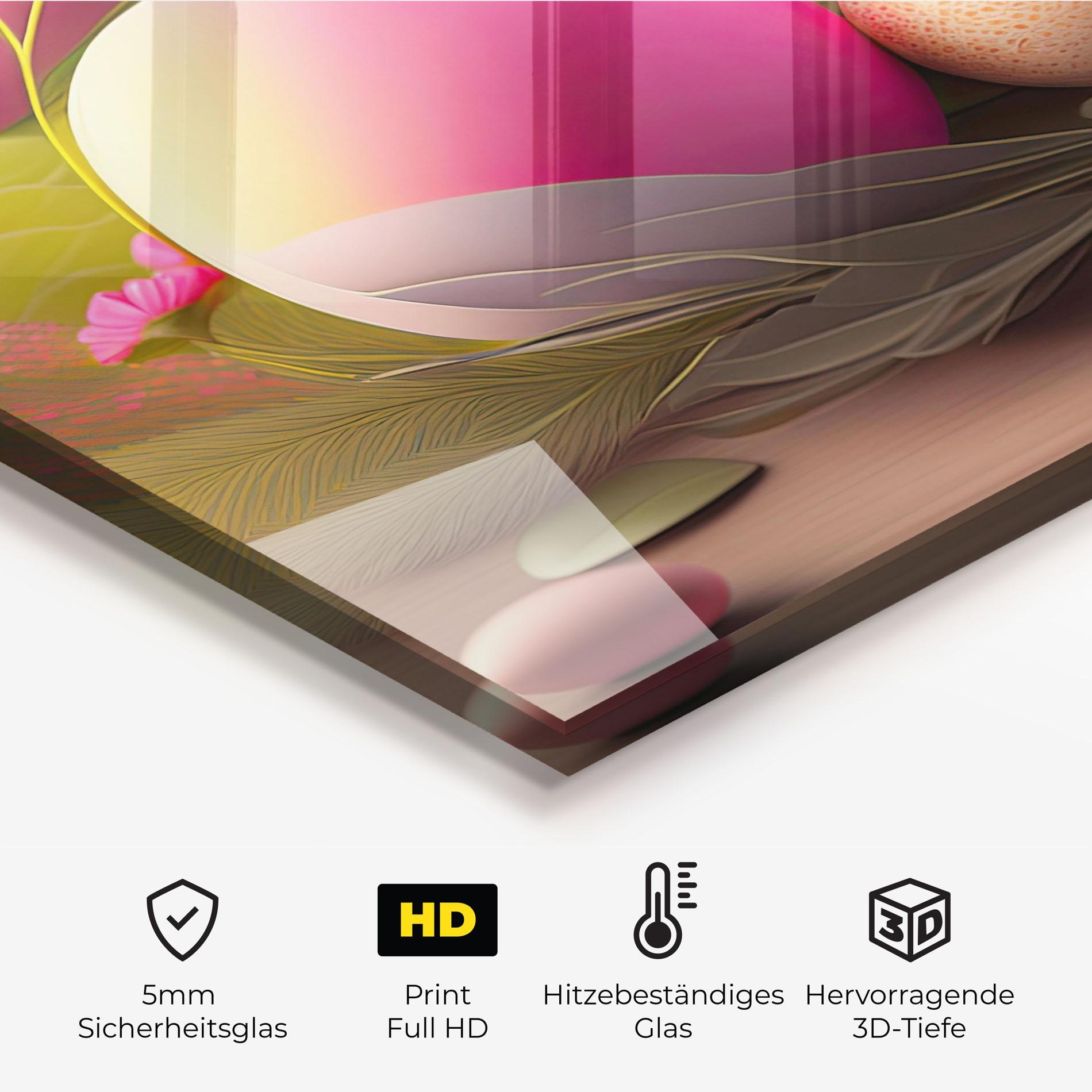 Küchenrückwand Glas Pink Easter Eggs mockup 2