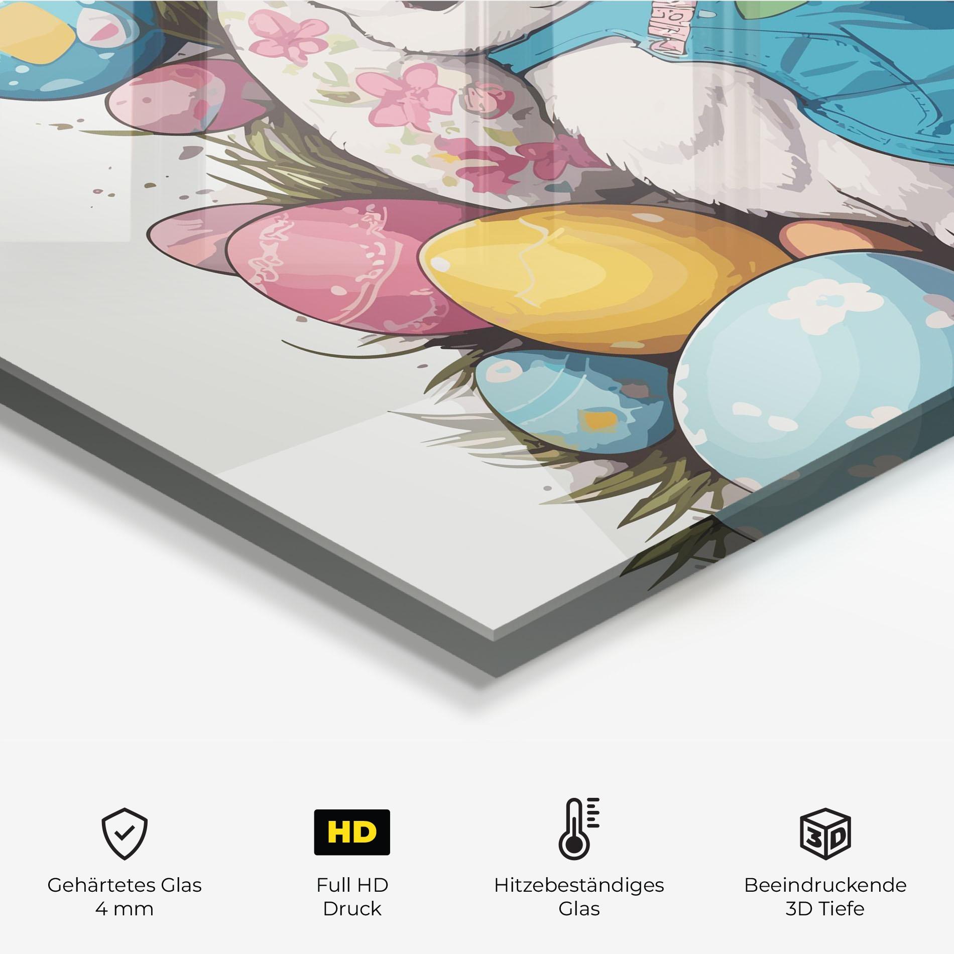 Küchenrückwand Glas Blue Dressed Bunny mockup 2