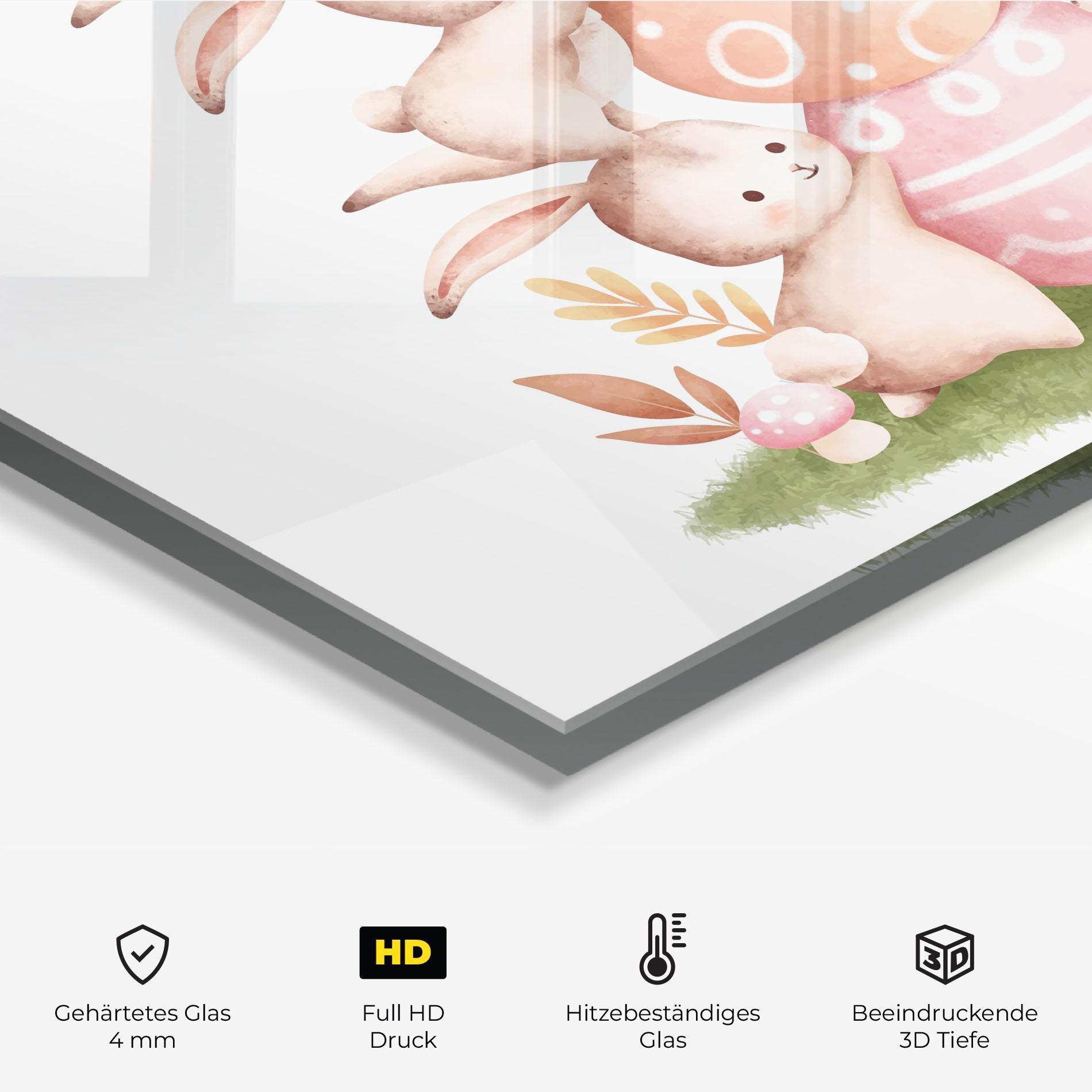 Küchenrückwand Glas Bunny Playing mockup 2