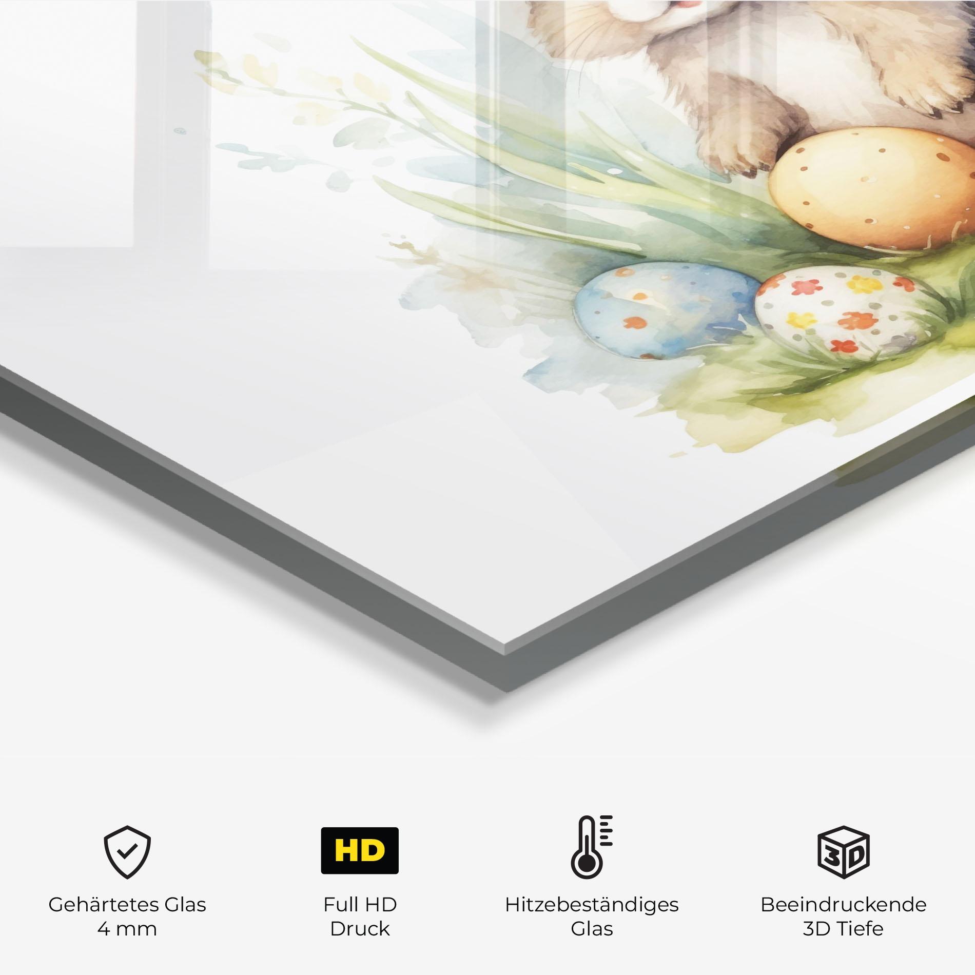 Küchenrückwand Glas Cute Happy Bunny mockup 2