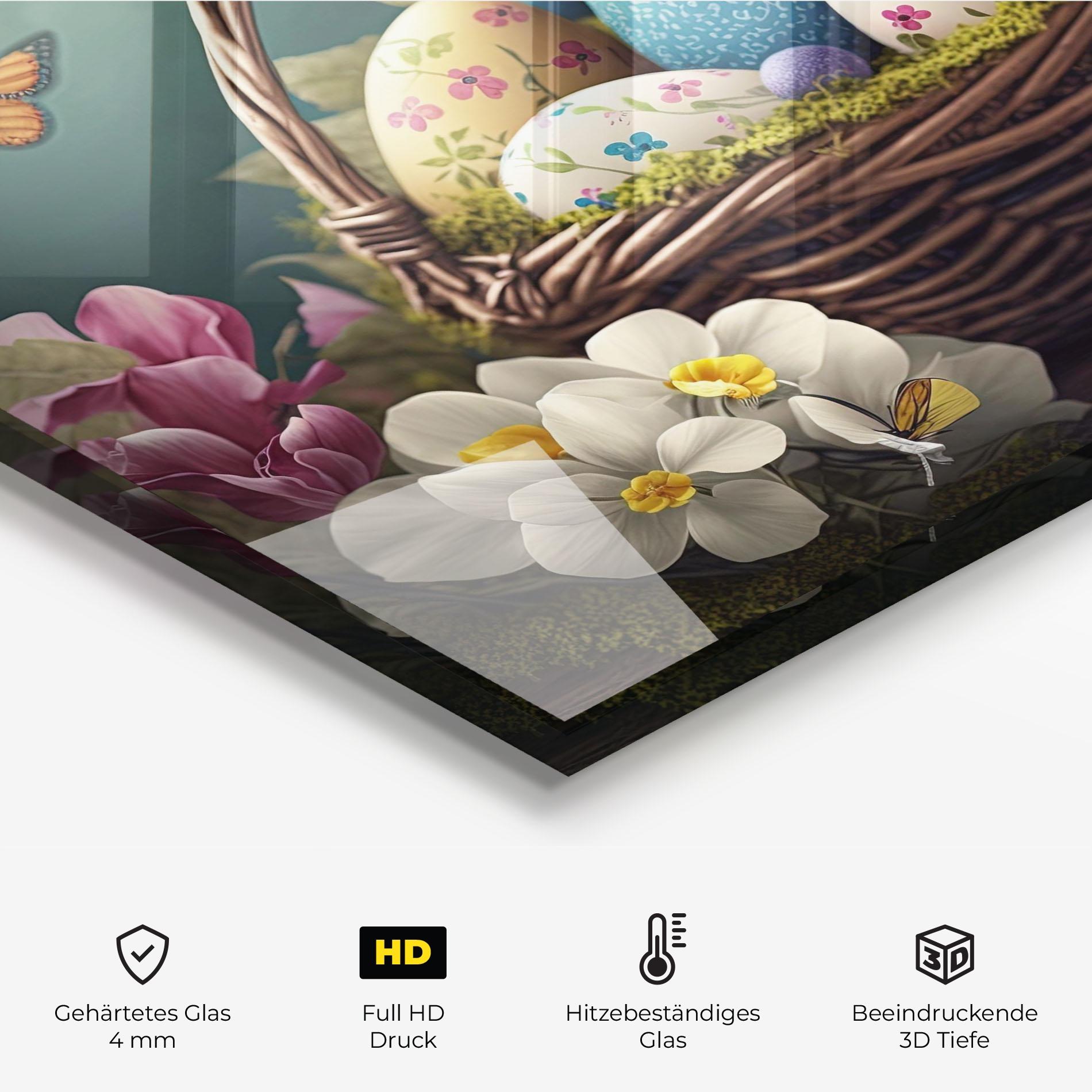 Küchenrückwand Glas Easter Eggs Butterfly mockup 2