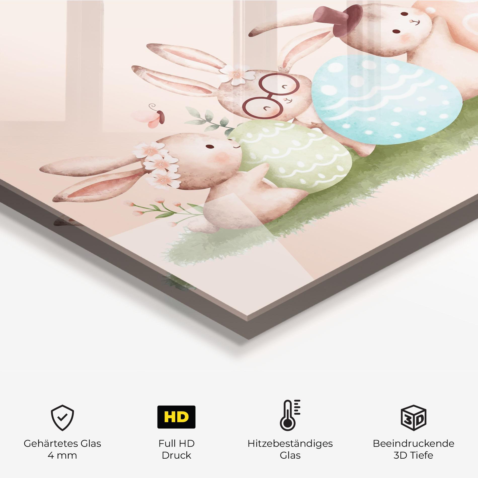Küchenrückwand Glas Easter Pretty Rabbit mockup 2