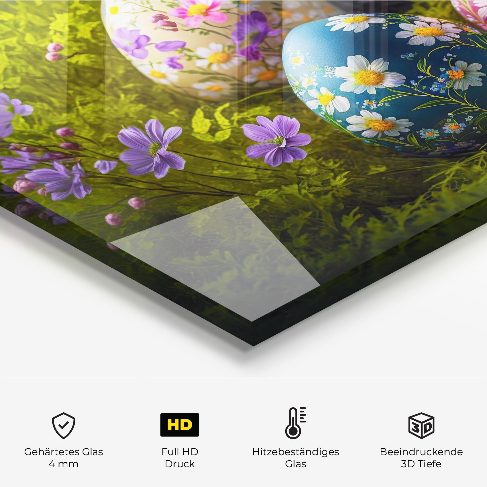 Küchenrückwand Glas Floral Ornament Eggs mockup 2