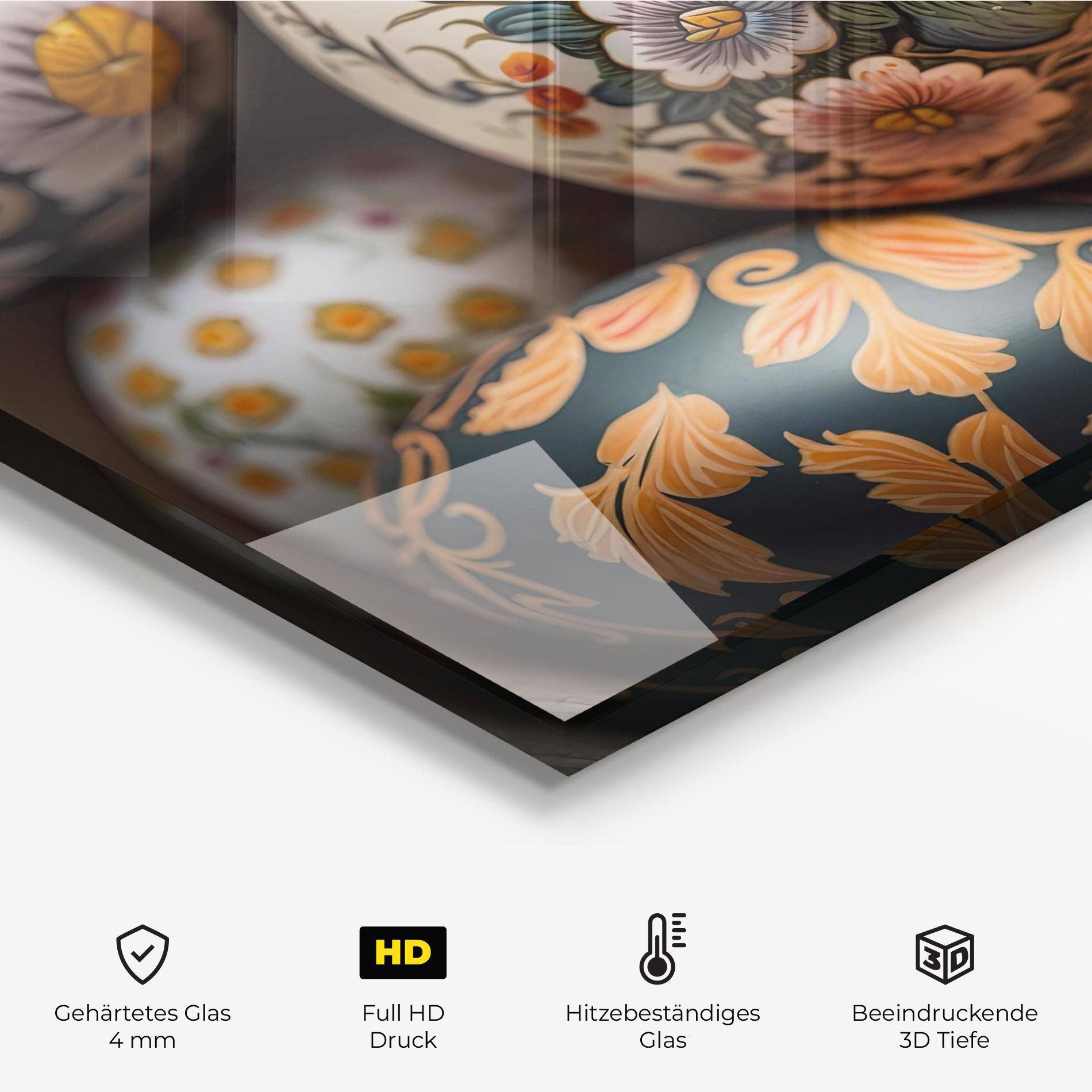 Küchenrückwand Glas Floral Painted Eggs mockup 2