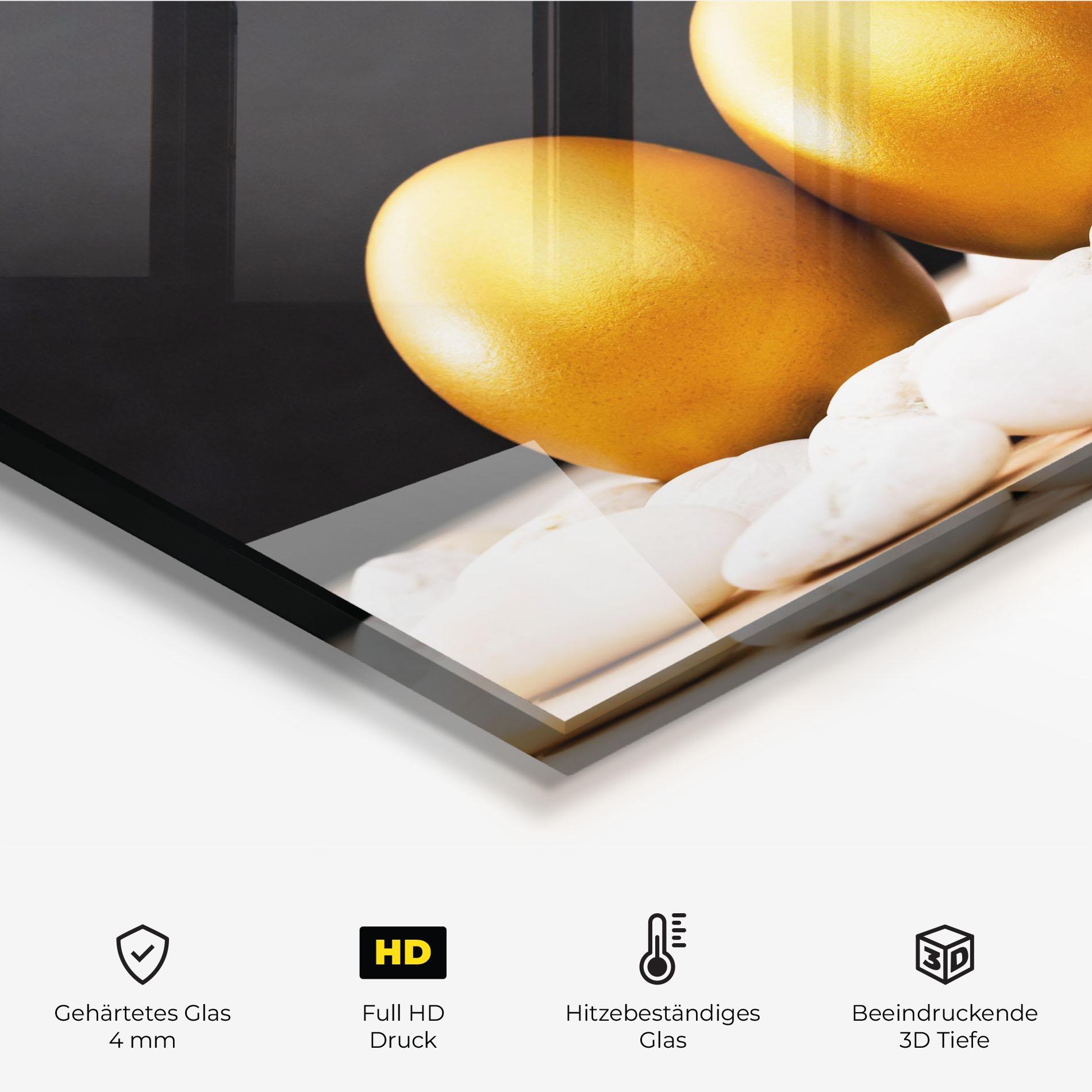 Küchenrückwand Glas Golden Easter Egg mockup 2
