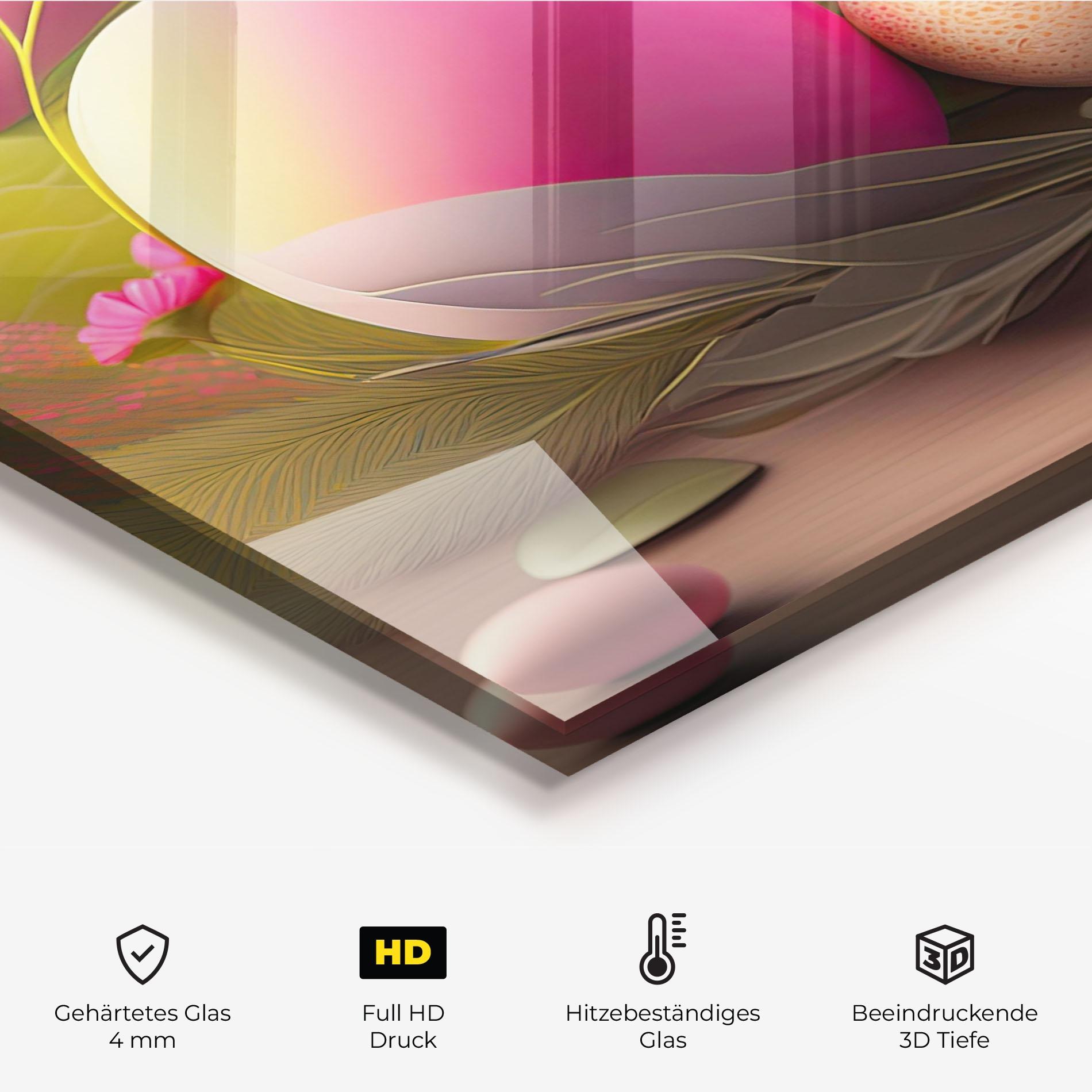 Küchenrückwand Glas Pink Easter Eggs mockup 2