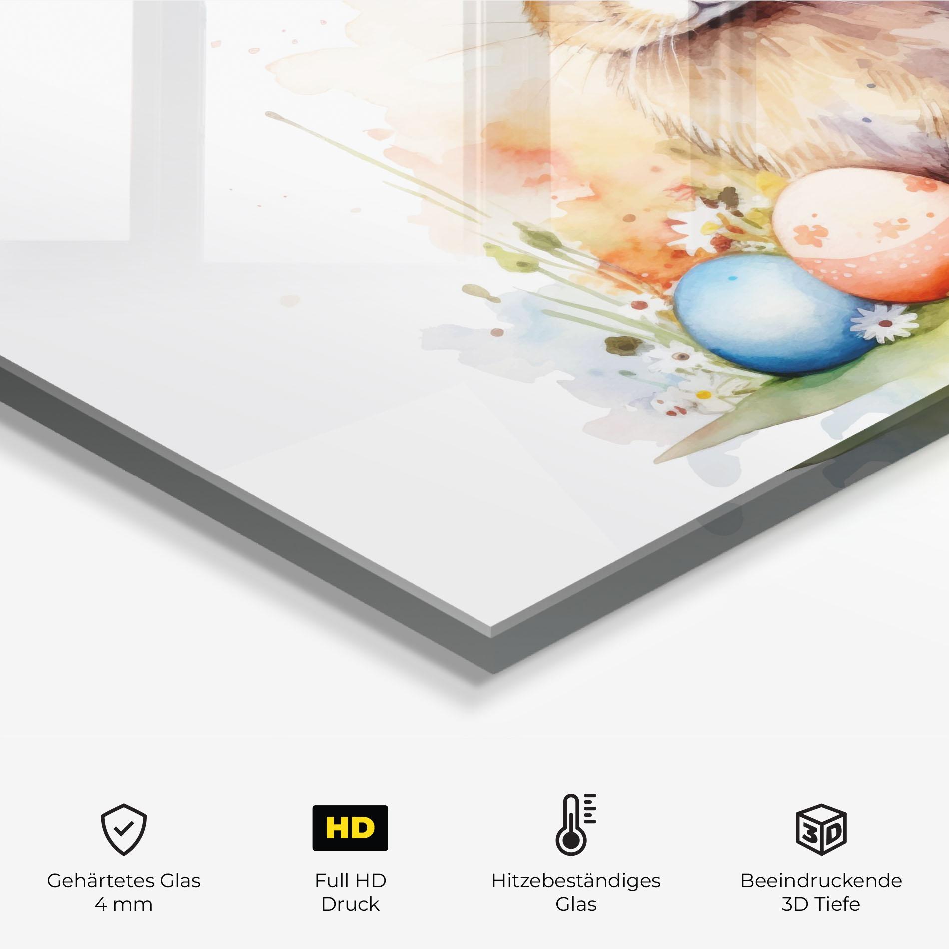 Küchenrückwand Glas Rabbit Easter Art mockup 2