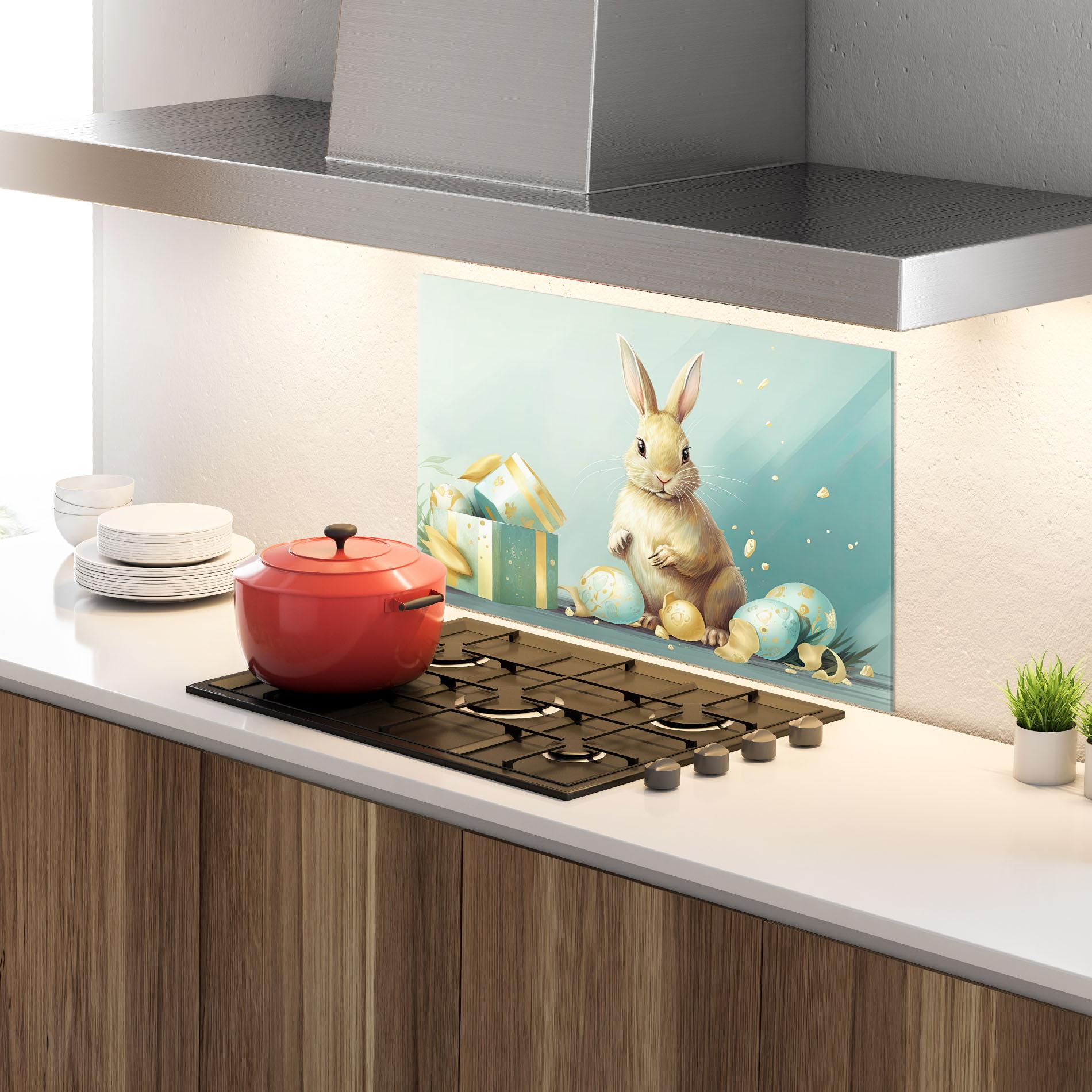 Küchenrückwand Glas Pretty Cute Easter Bunny mockup 4
