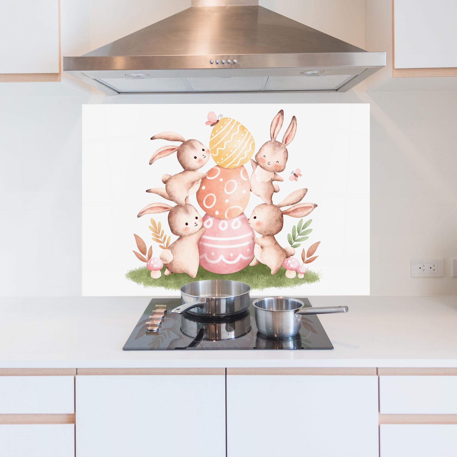 Küchenrückwand Glas Bunny Playing mockup 5