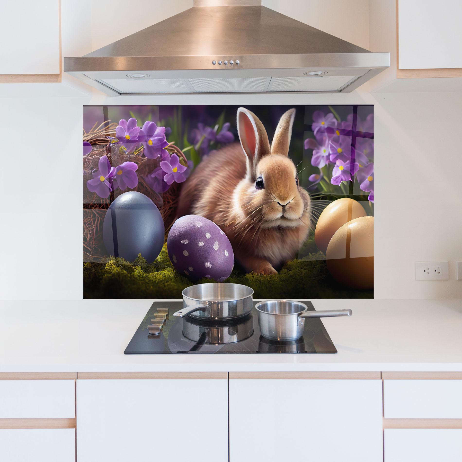 Küchenrückwand Glas Cute Easter Rabbit mockup 5