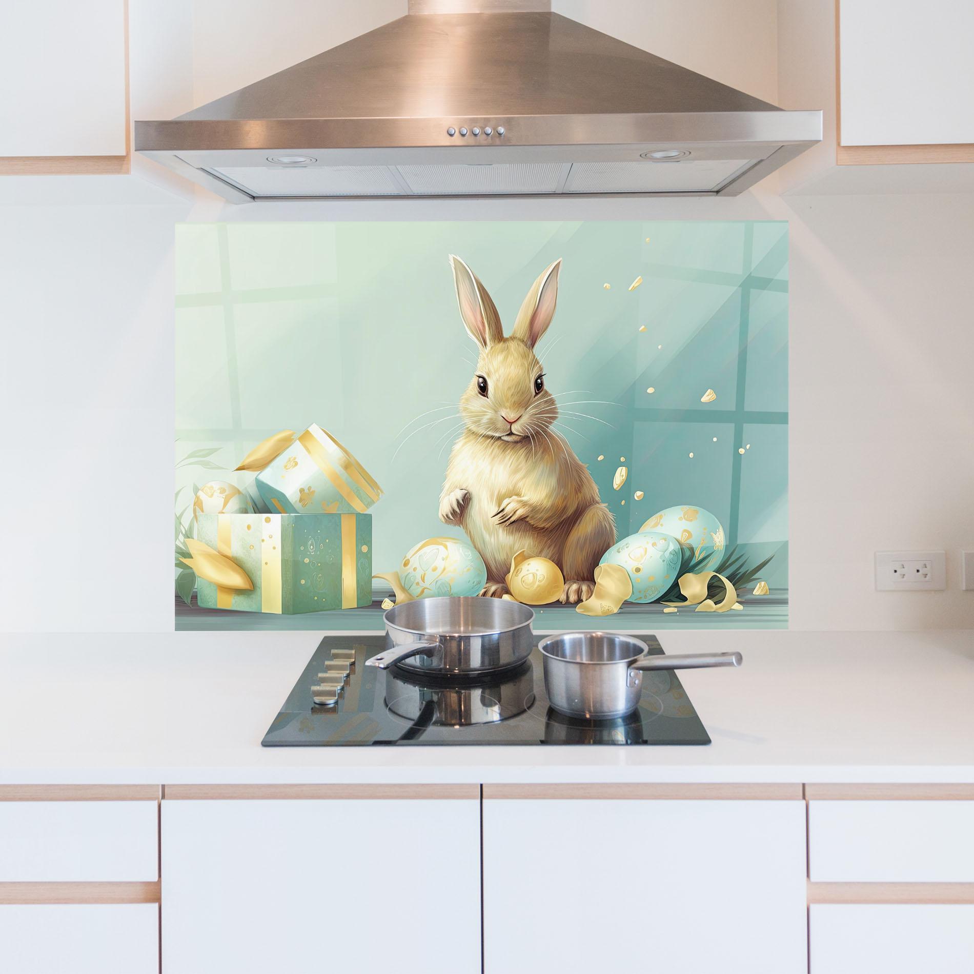 Küchenrückwand Glas Pretty Cute Easter Bunny mockup 5