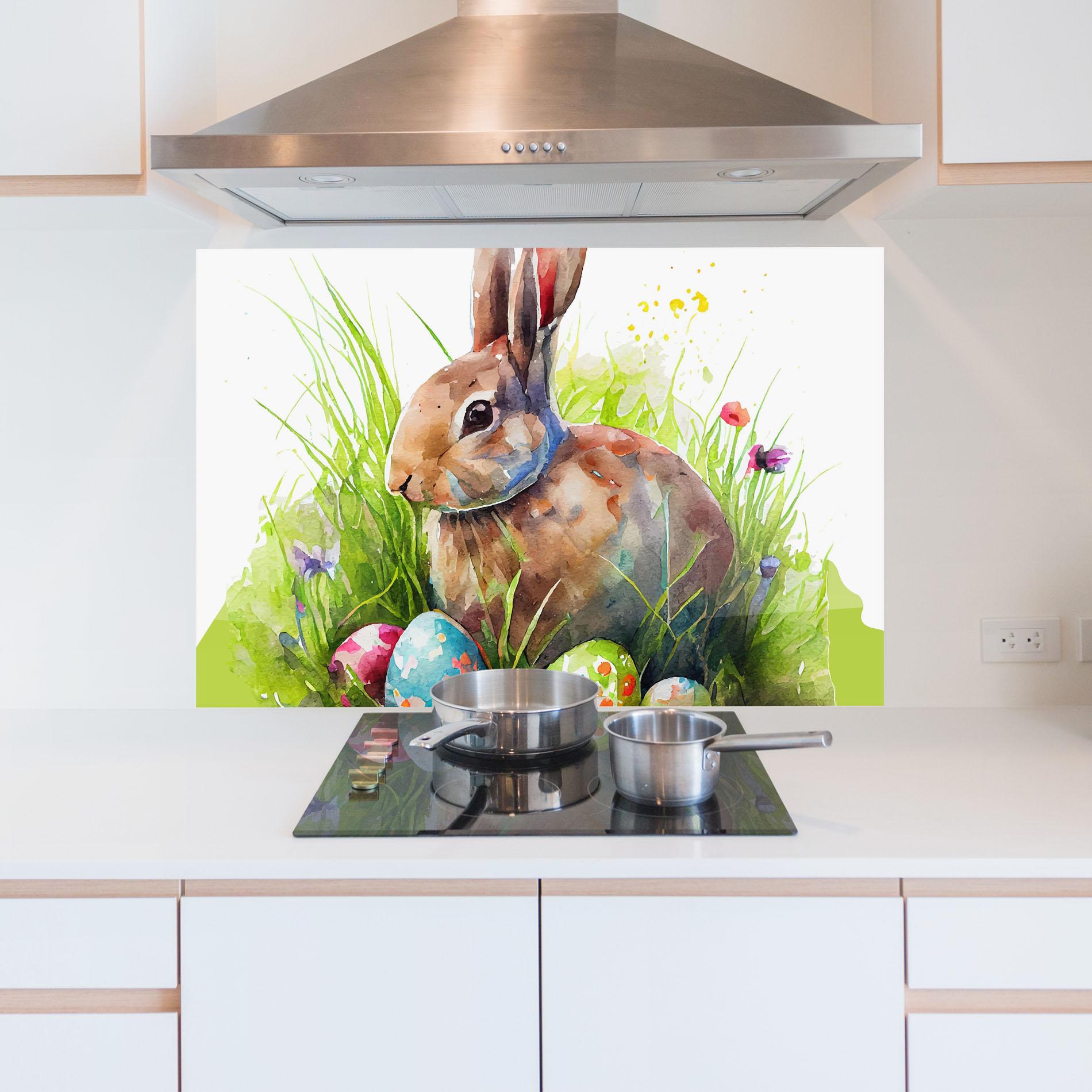 Küchenrückwand Glas Rabbit With Eggs mockup 5