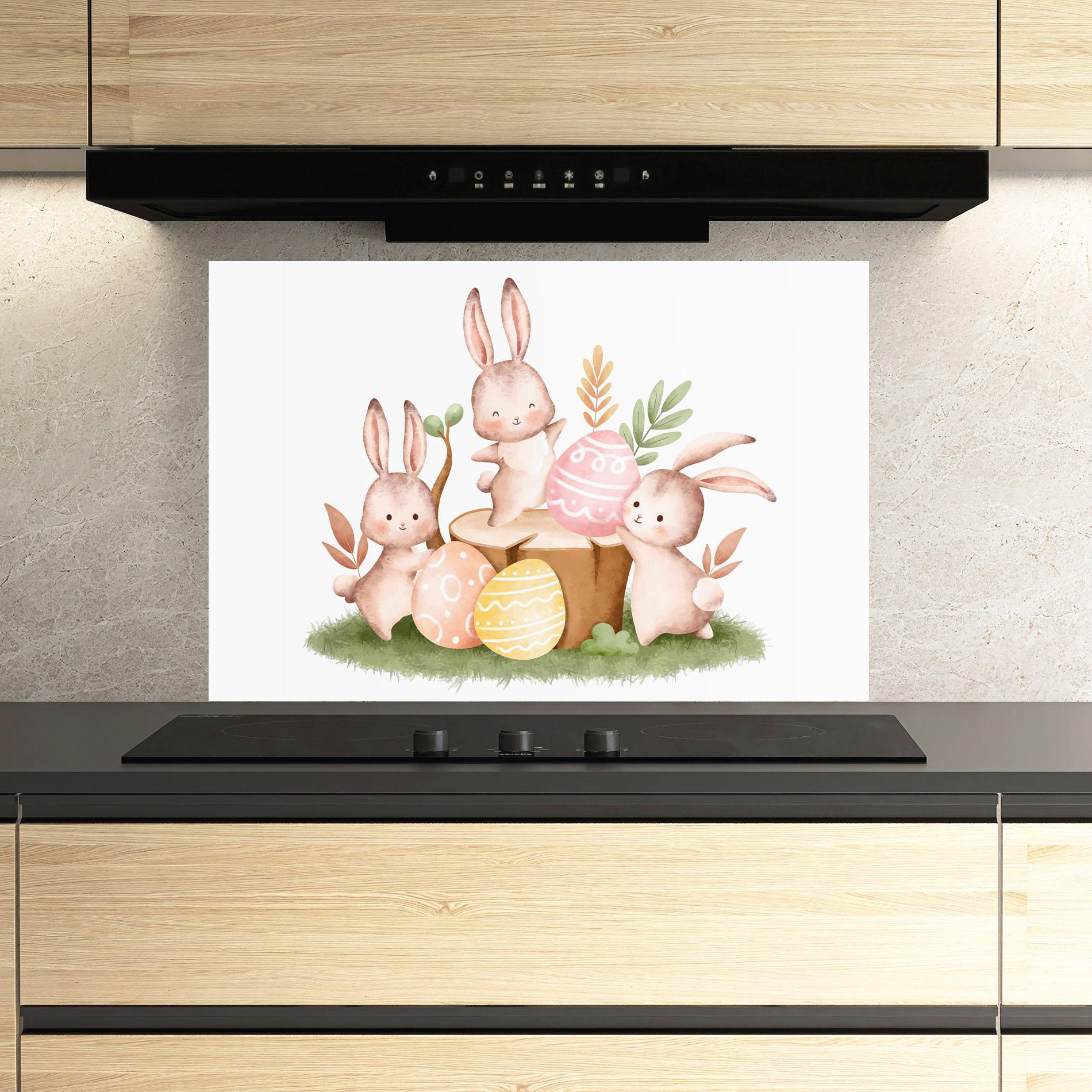 Küchenrückwand Glas Bunny Friends mockup 3