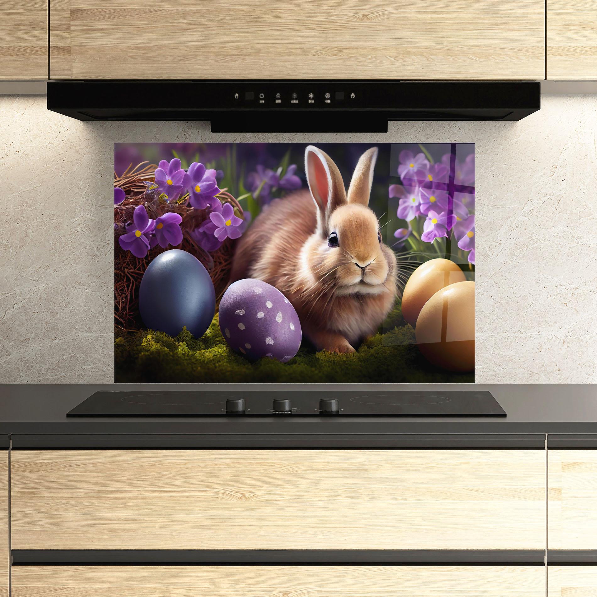 Küchenrückwand Glas Cute Easter Rabbit mockup 3