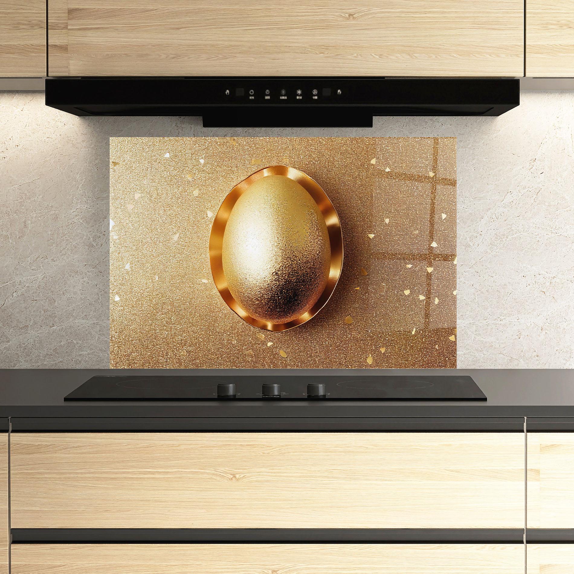 Küchenrückwand Glas Golden Egg Chocolate mockup 3