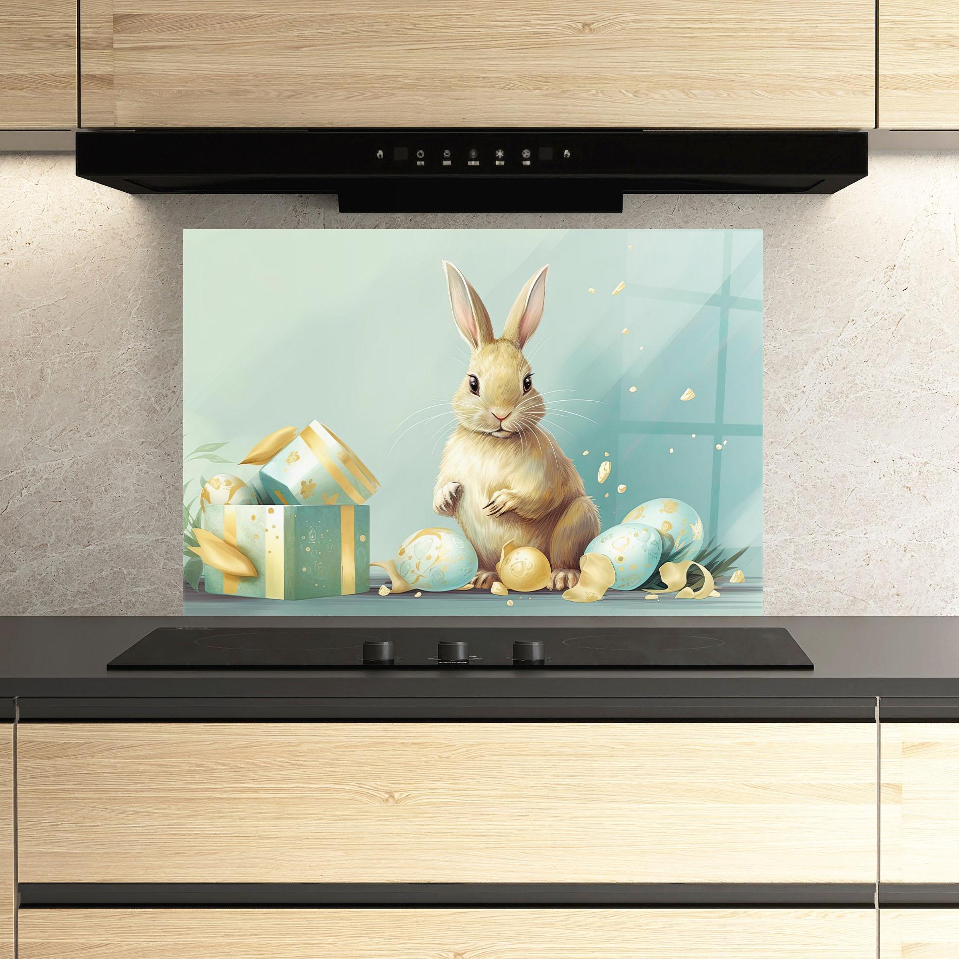 Küchenrückwand Glas Pretty Cute Easter Bunny mockup 3