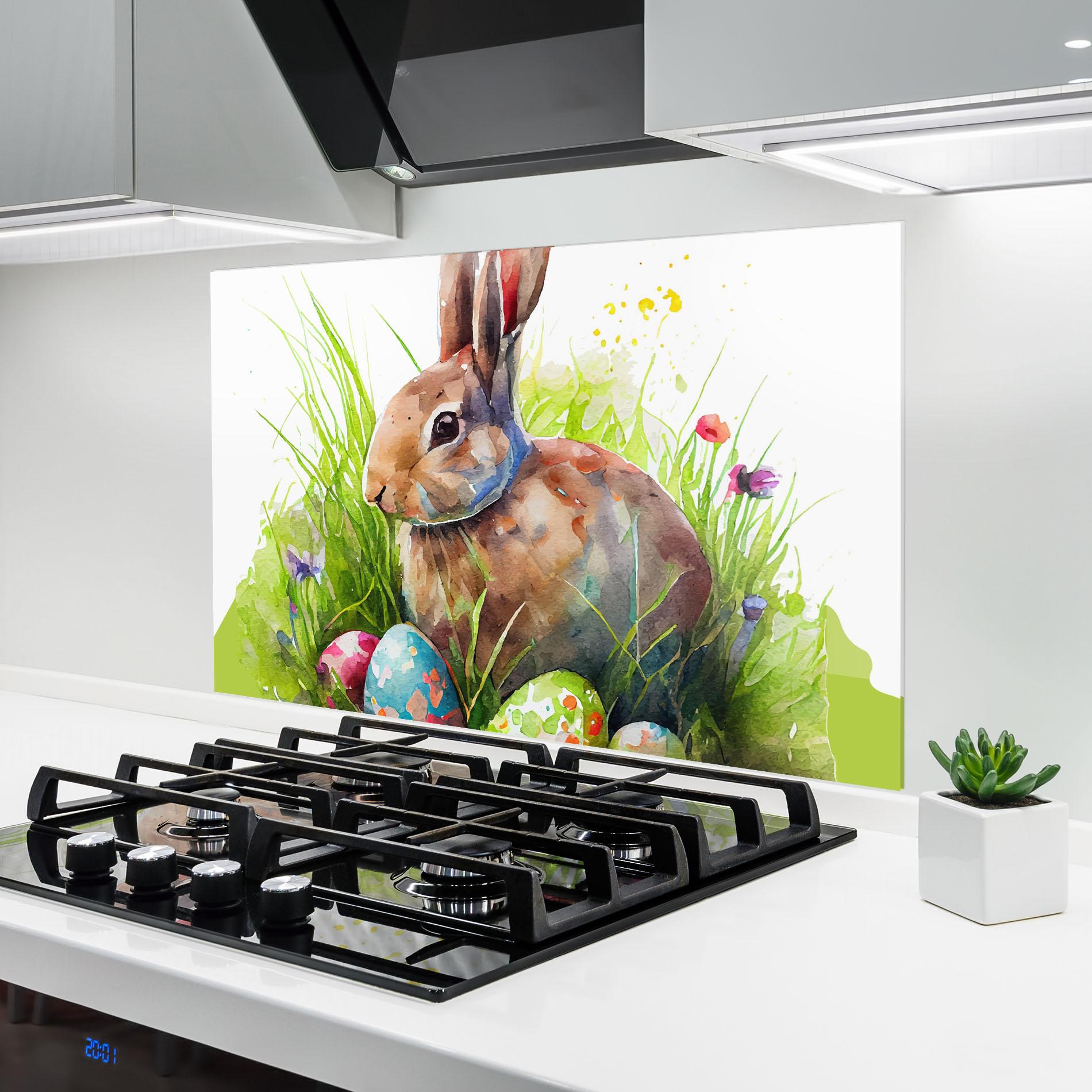 Küchenrückwand Glas Rabbit With Eggs mockup 6