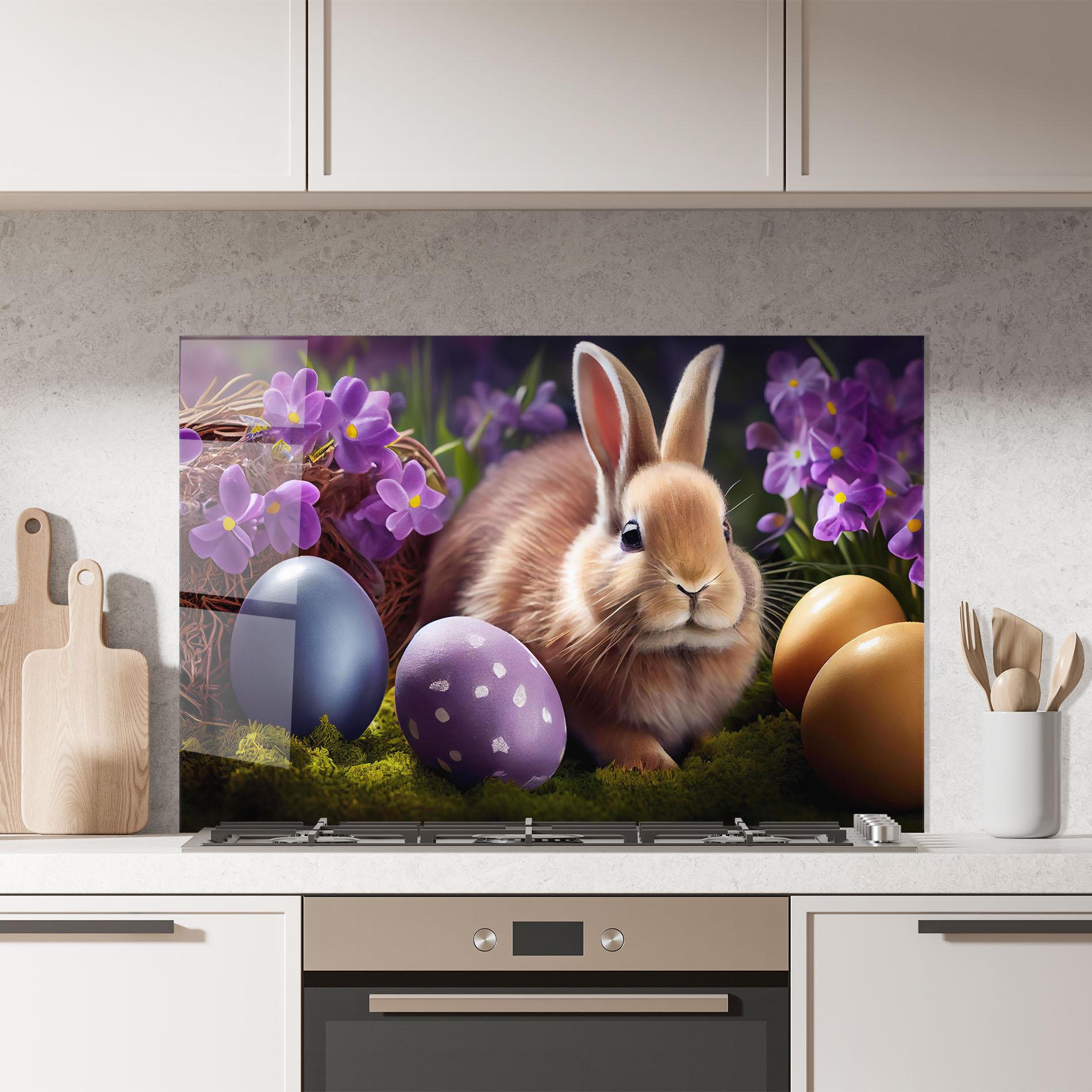 Küchenrückwand Glas Cute Easter Rabbit mockup 7
