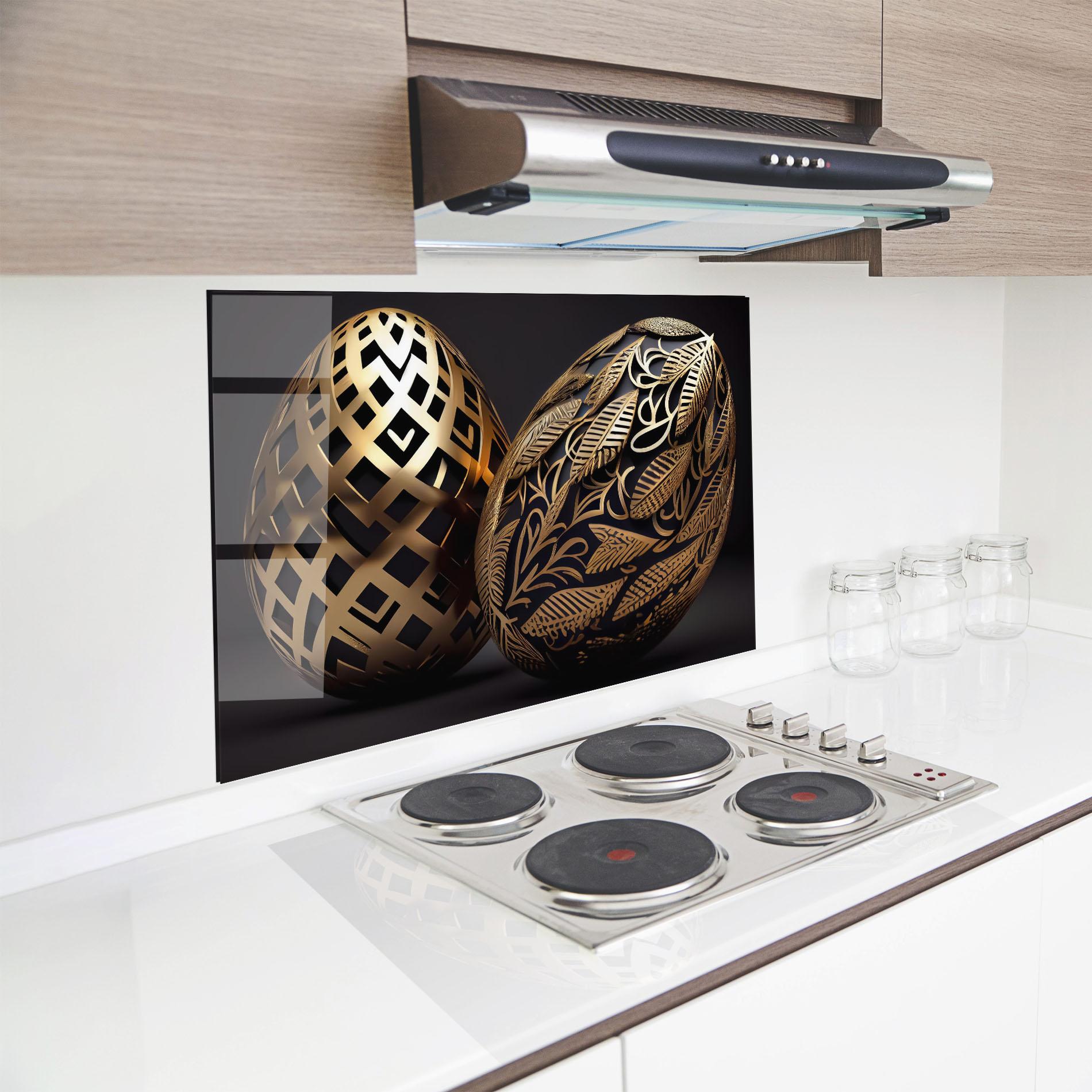 Küchenrückwand Glas Black Golden Eggs mockup 8