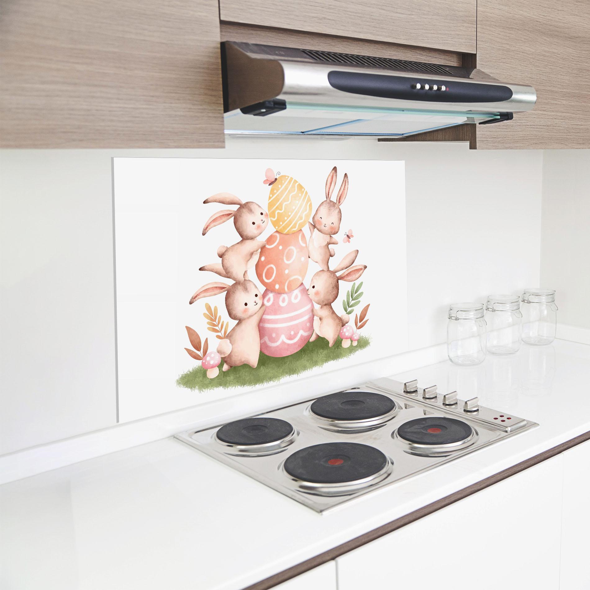 Küchenrückwand Glas Bunny Playing mockup 8