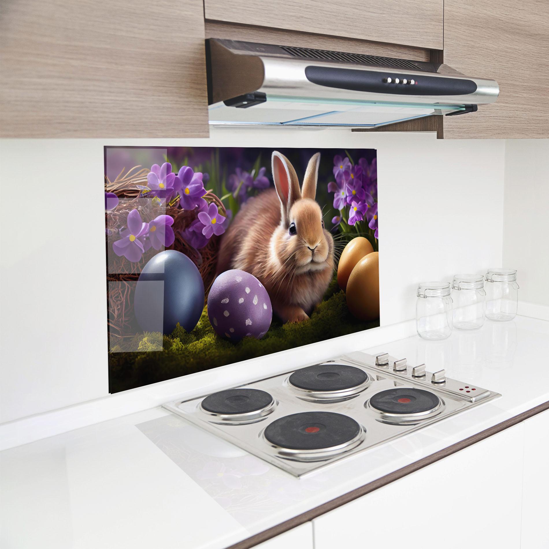 Küchenrückwand Glas Cute Easter Rabbit mockup 8