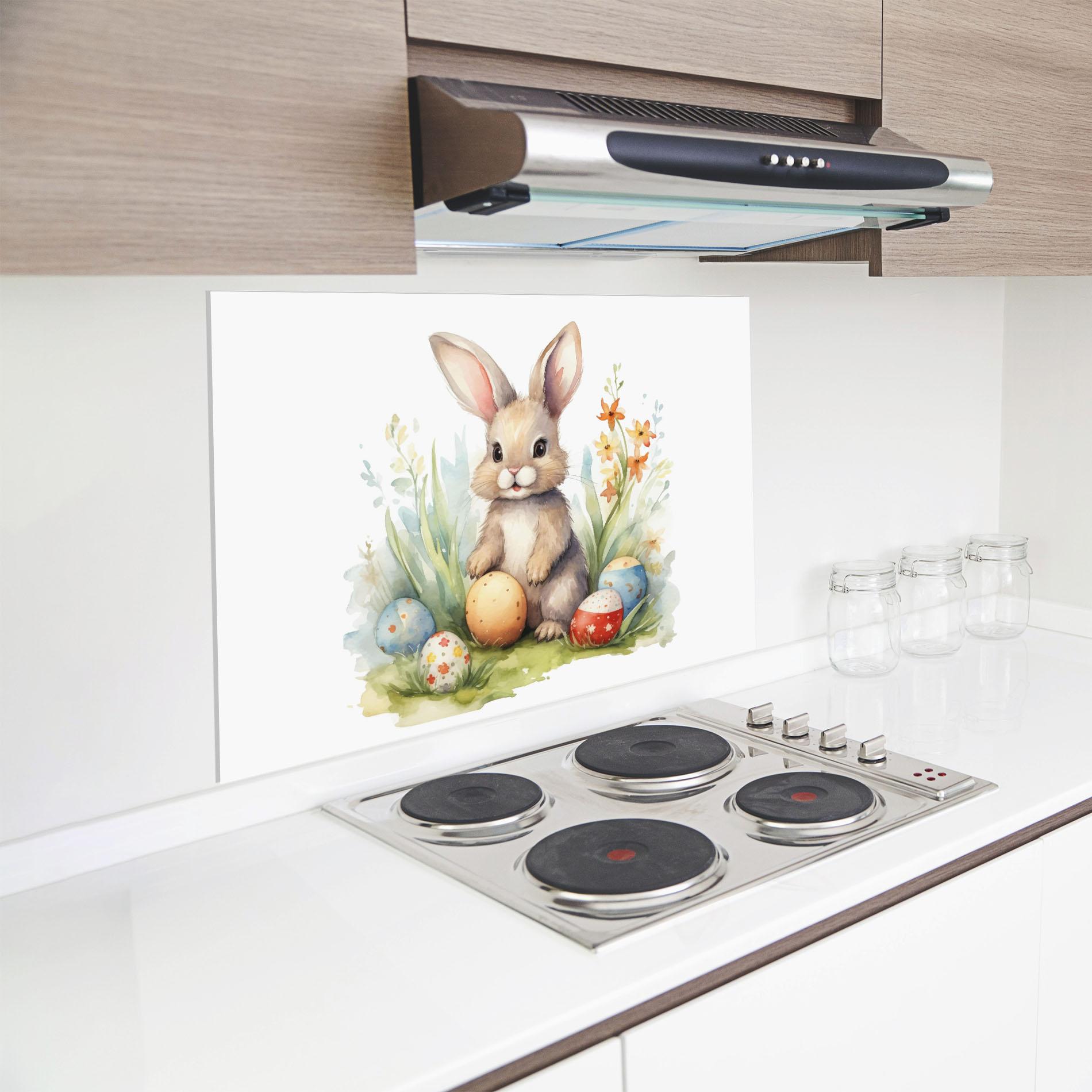 Küchenrückwand Glas Cute Happy Bunny mockup 8