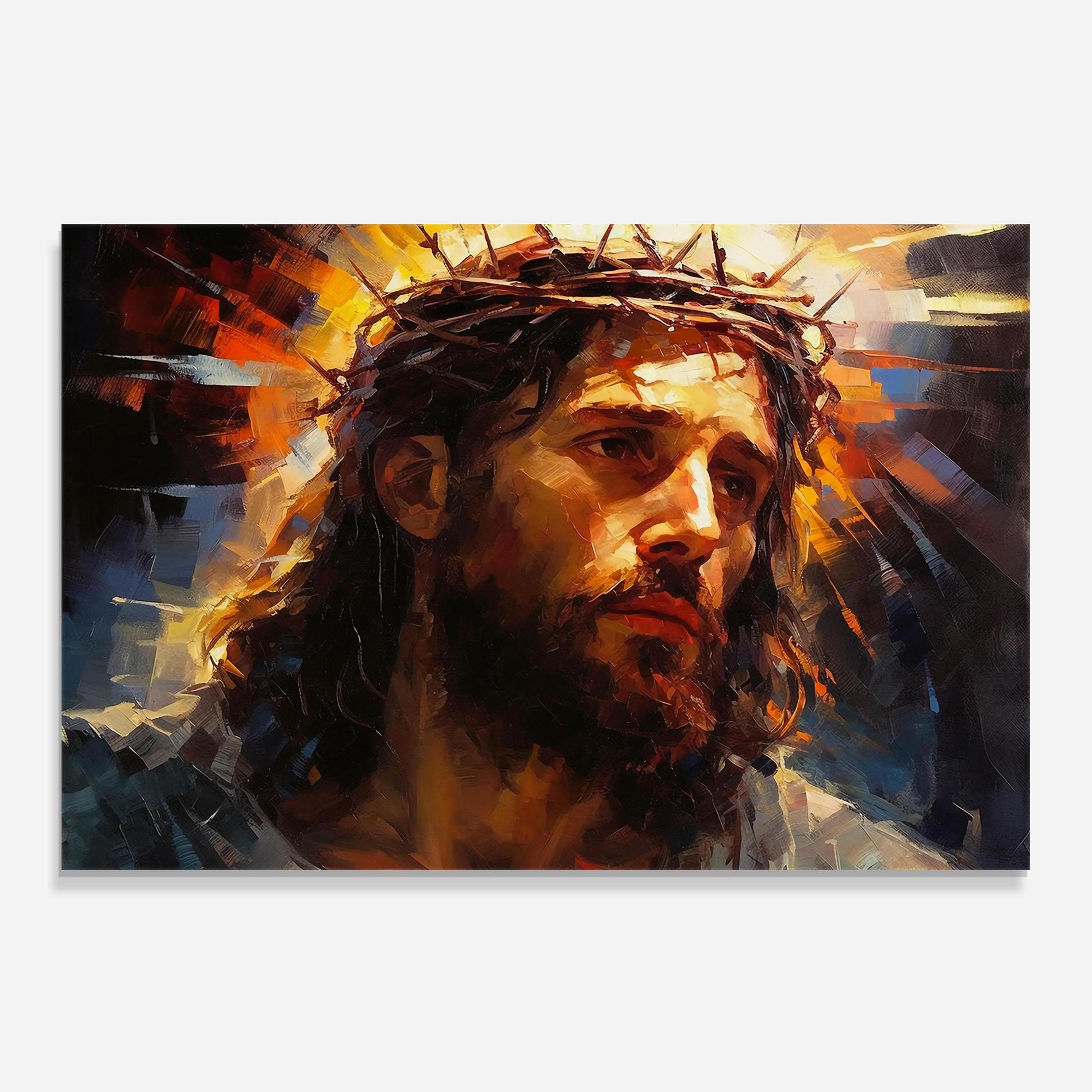 Küchenrückwand Glas Jesus Crown mockup 0