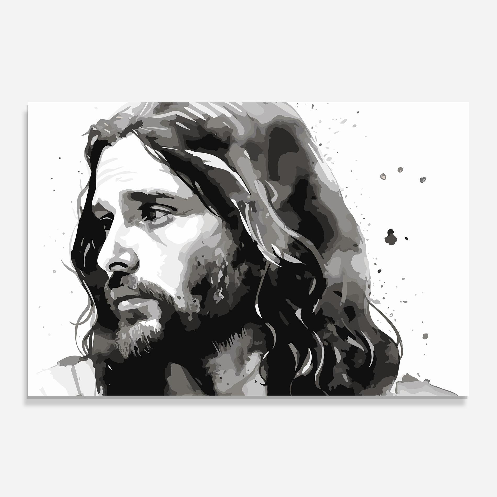 Küchenrückwand Glas Jesus Watercolor mockup 0