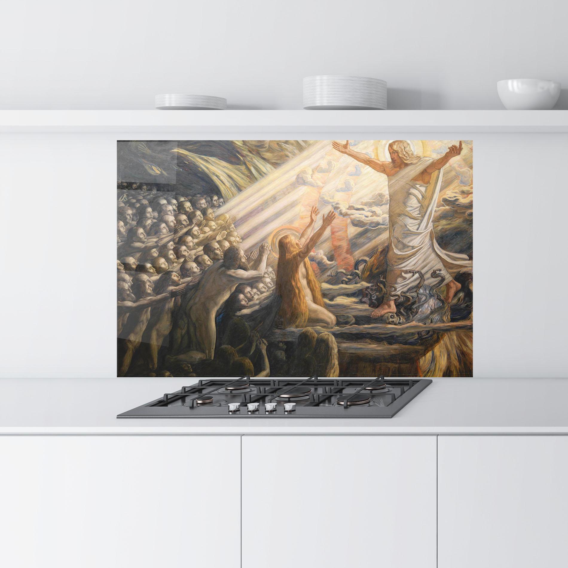 Küchenrückwand Glas Devine Jesus Art mockup 9