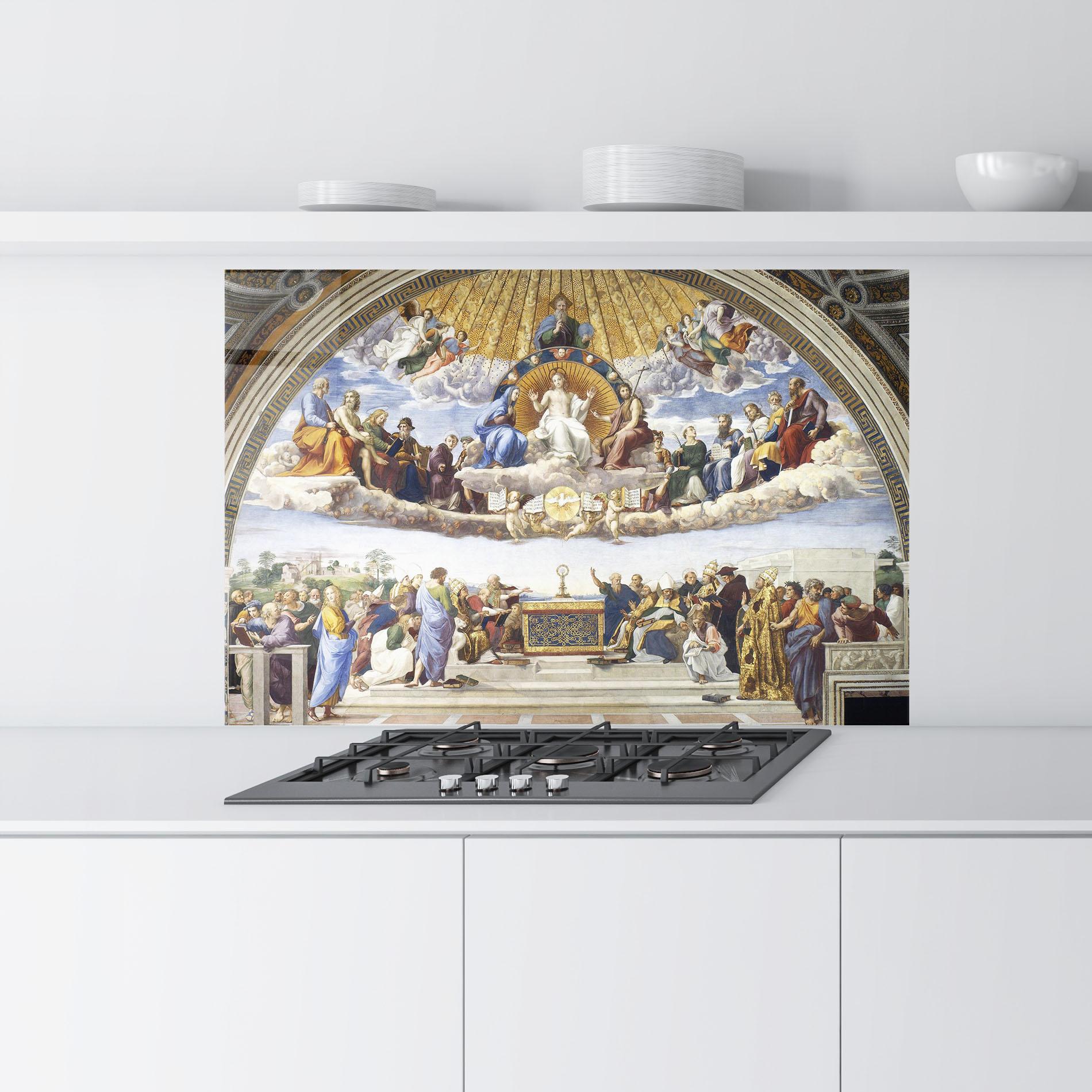 Küchenrückwand Glas Holy Light mockup 9