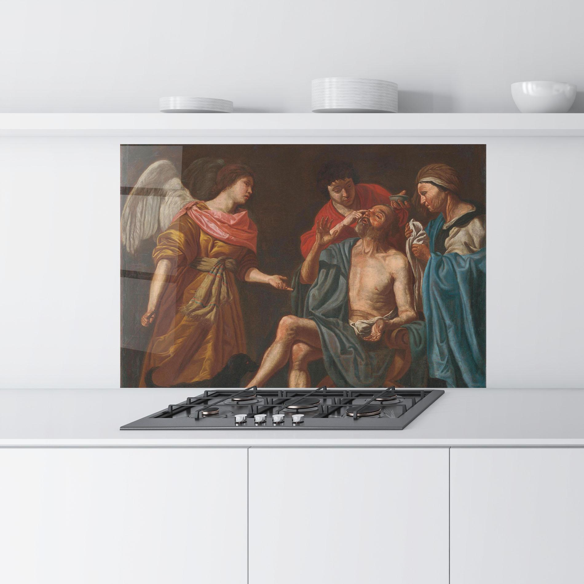 Küchenrückwand Glas Old Wings Person mockup 9