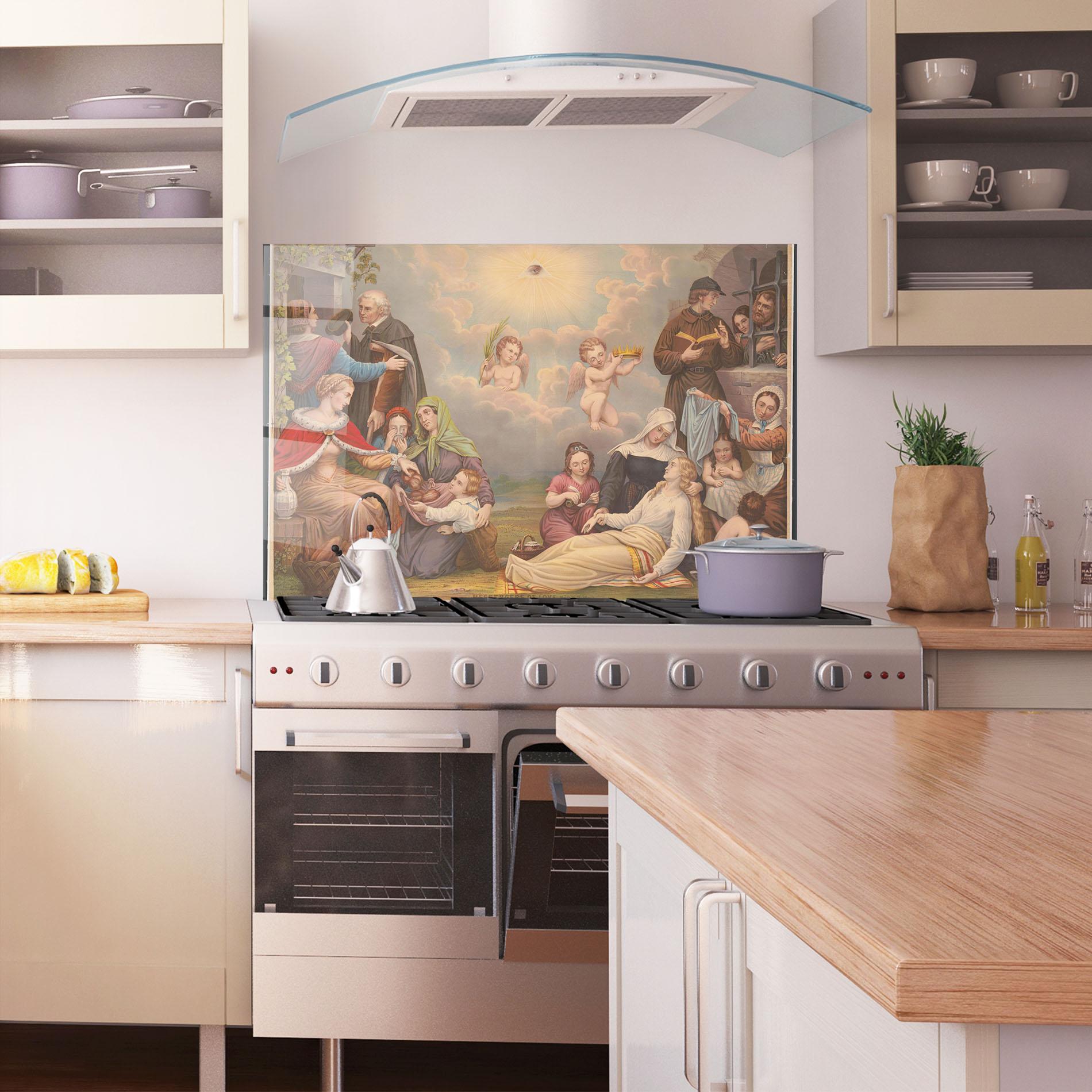 Küchenrückwand Glas Jesus Old Painting mockup 1