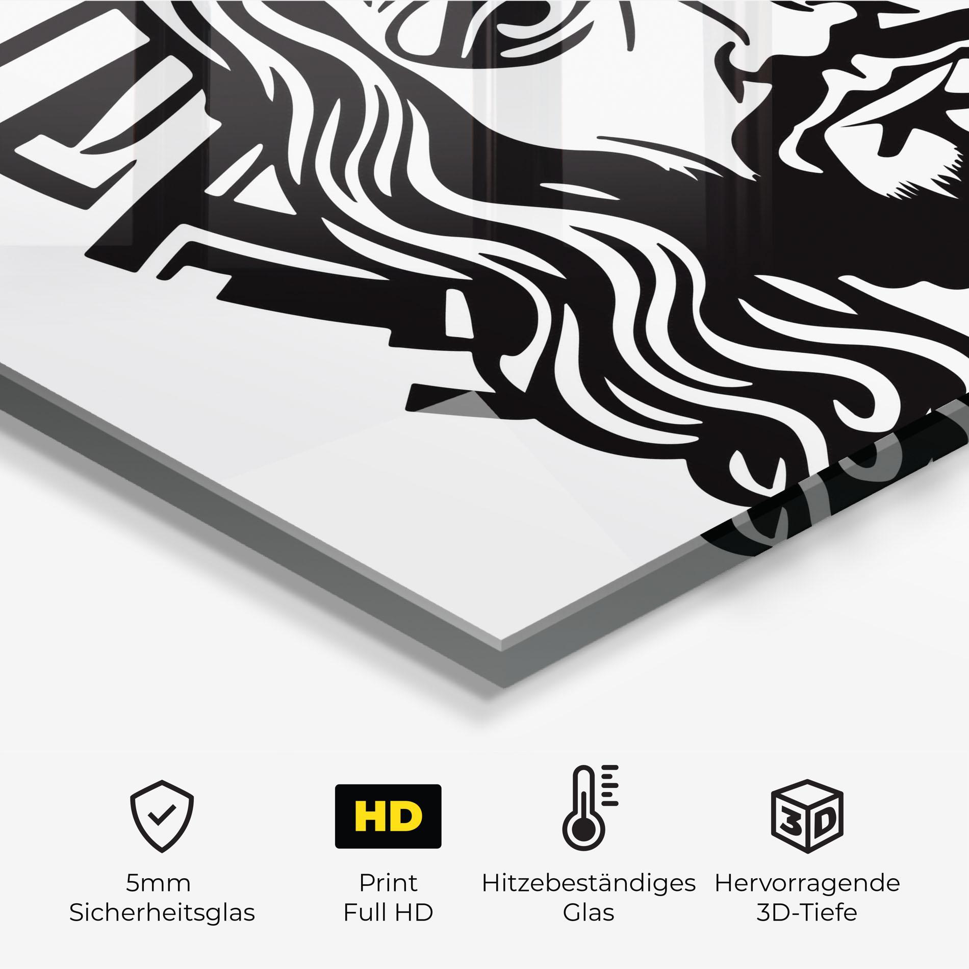 Küchenrückwand Glas Black Line Jesus mockup 2