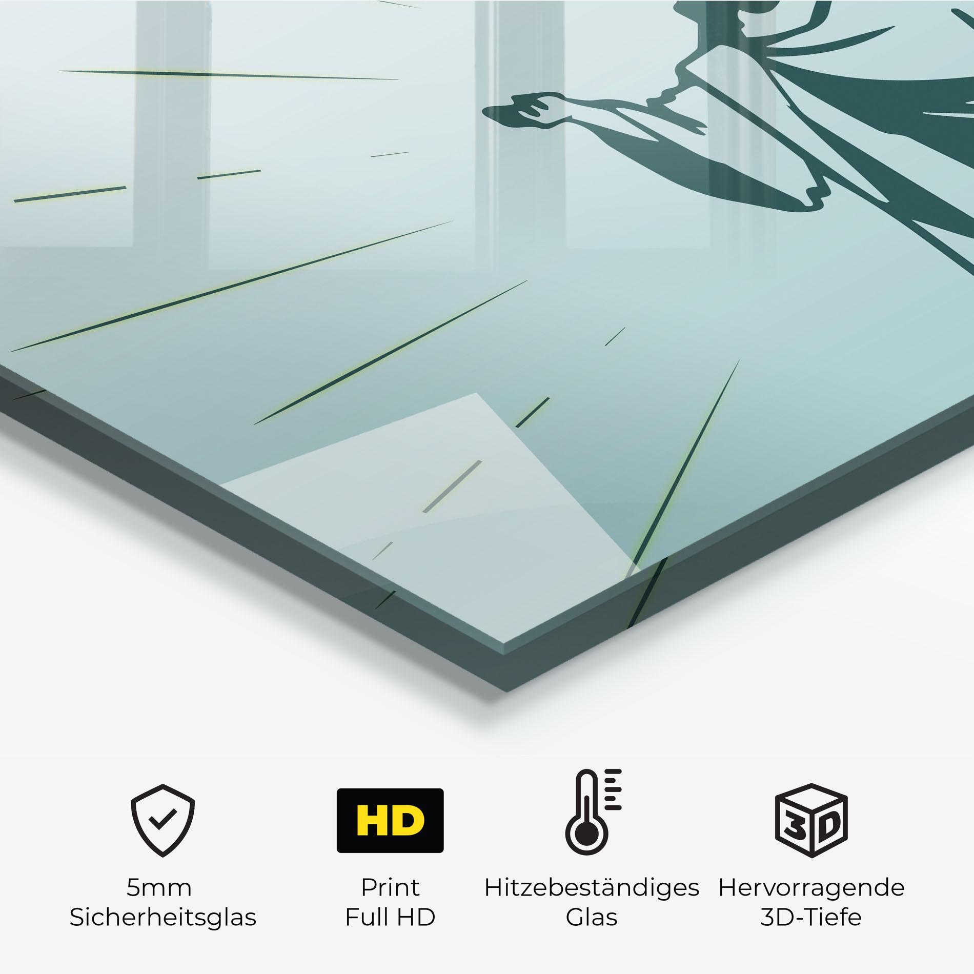 Küchenrückwand Glas Blue Art Jesus mockup 2