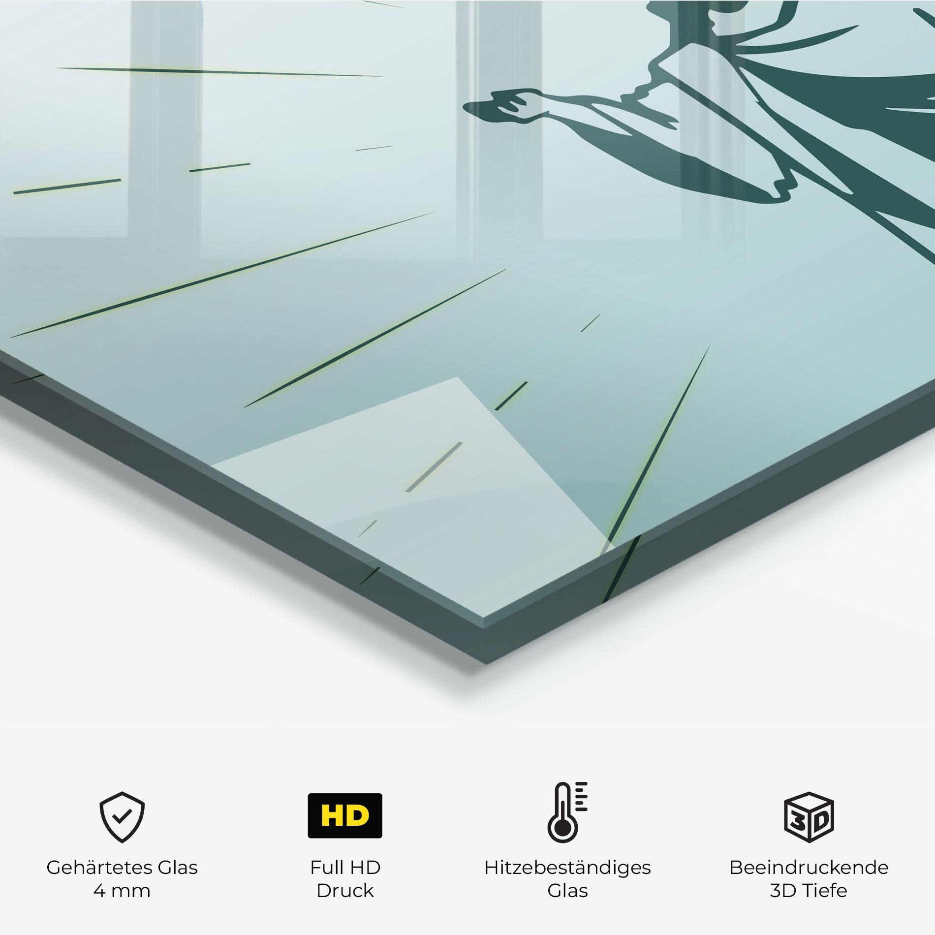 Küchenrückwand Glas Blue Art Jesus mockup 2