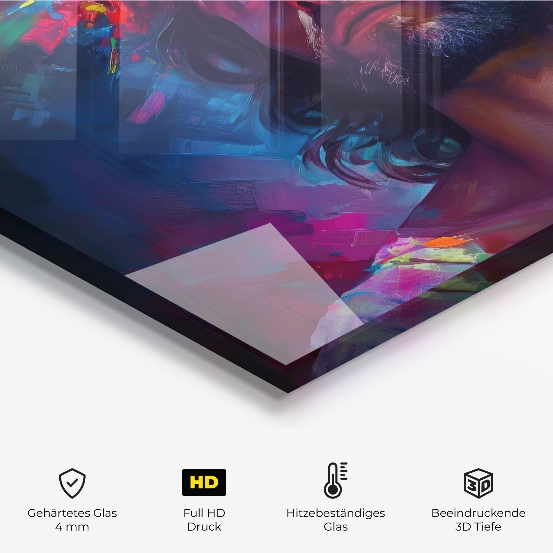 Küchenrückwand Glas Colorful Creative Jesus mockup 2