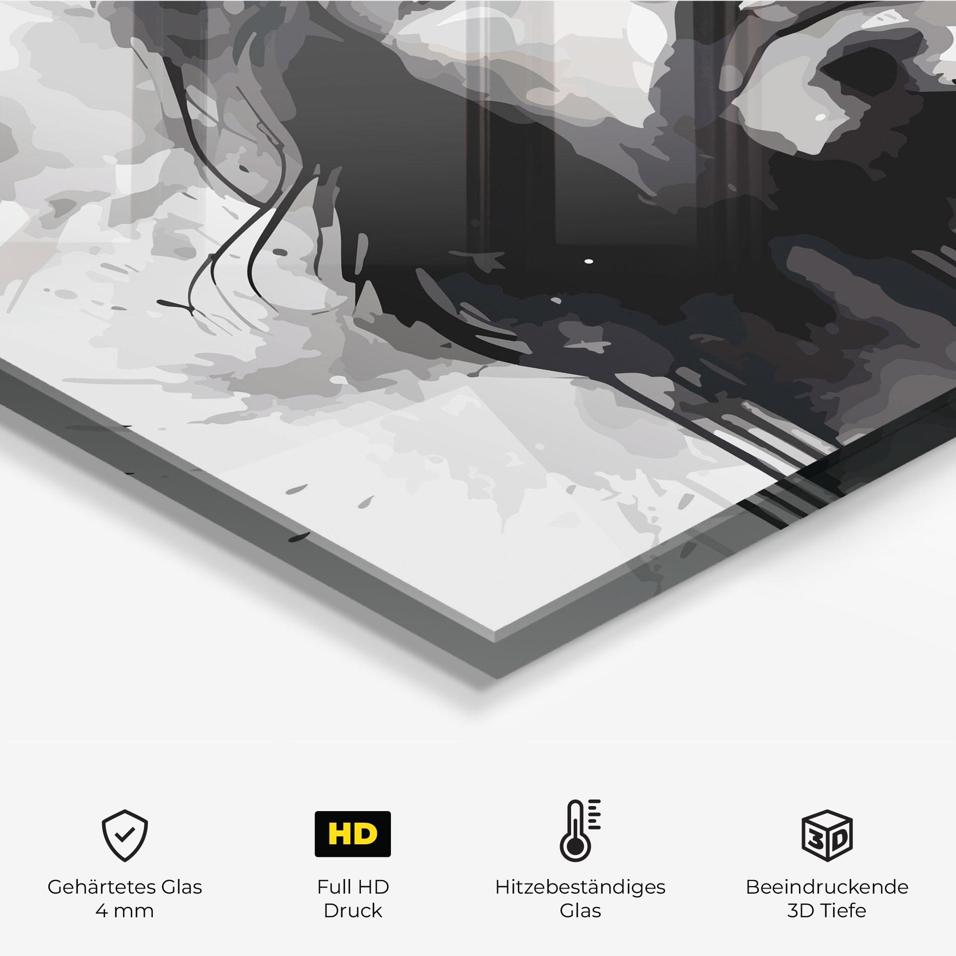 Küchenrückwand Glas Jesus Ink Art mockup 2