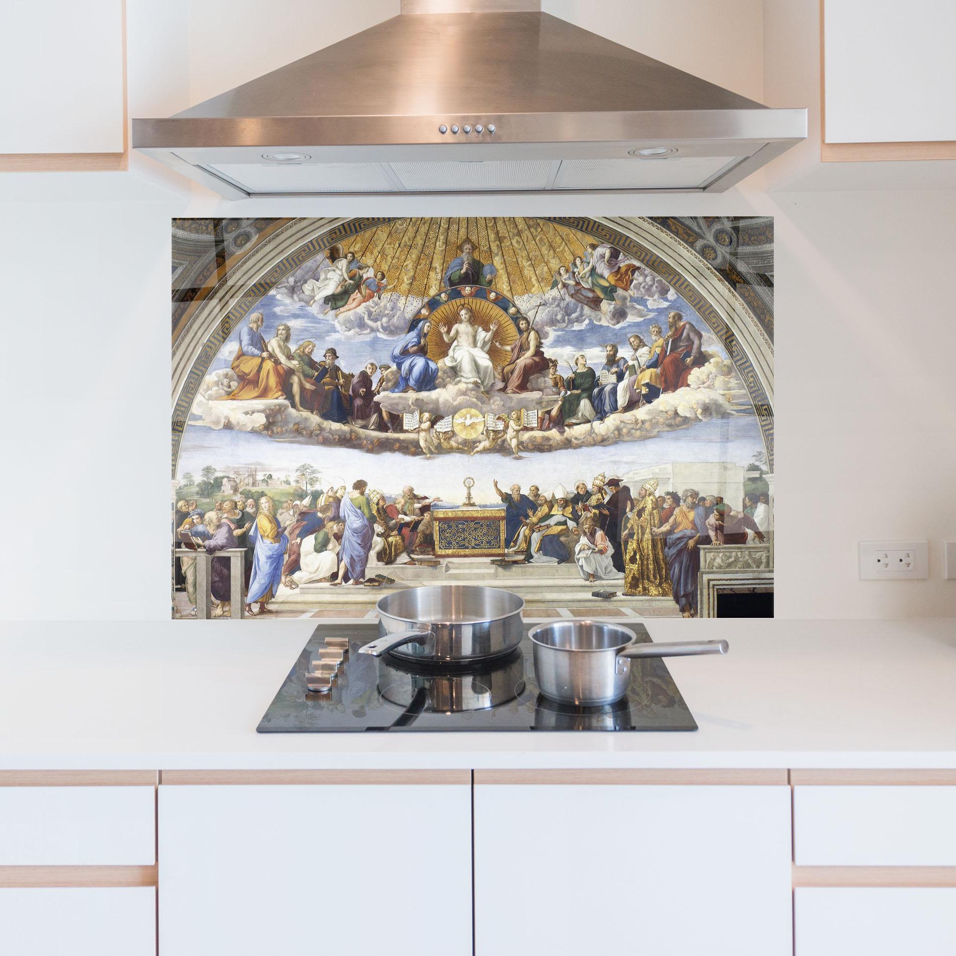 Küchenrückwand Glas Holy Light mockup 5