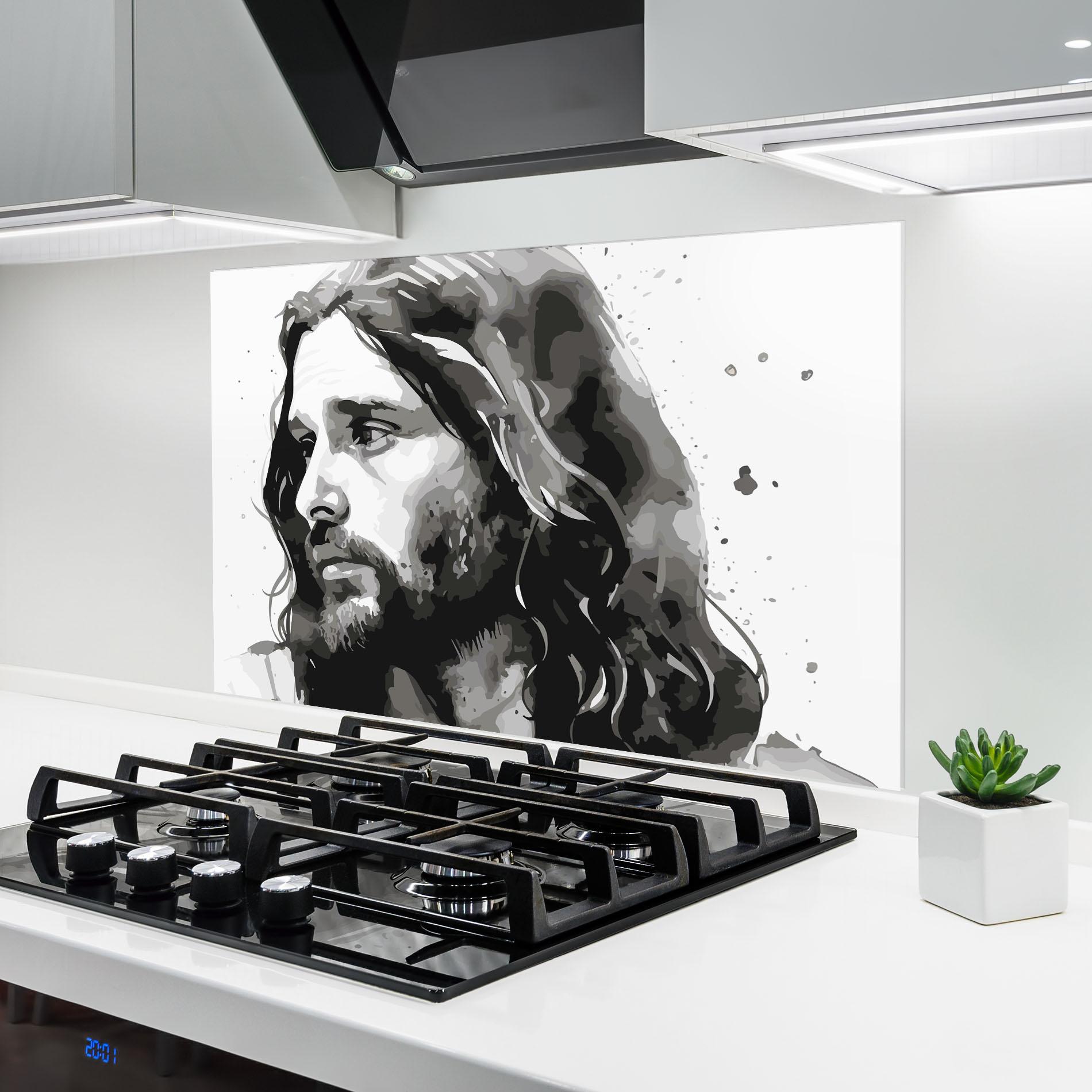 Küchenrückwand Glas Jesus Watercolor mockup 6