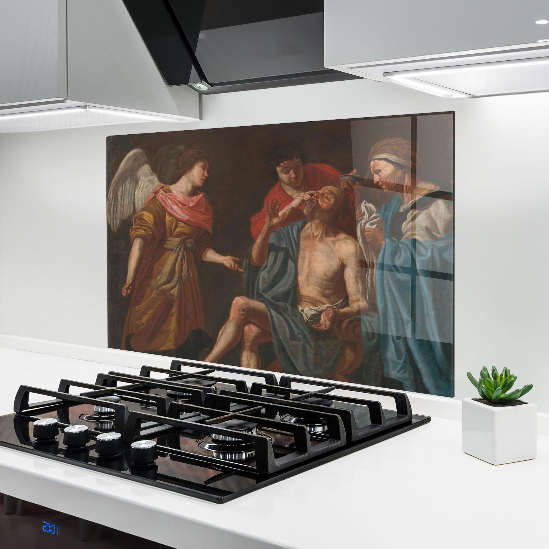 Küchenrückwand Glas Old Wings Person mockup 6