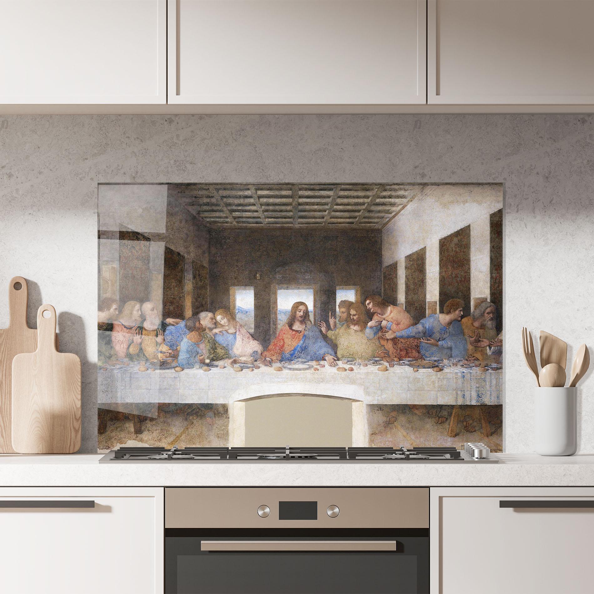 Küchenrückwand Glas Jesus Eating mockup 7