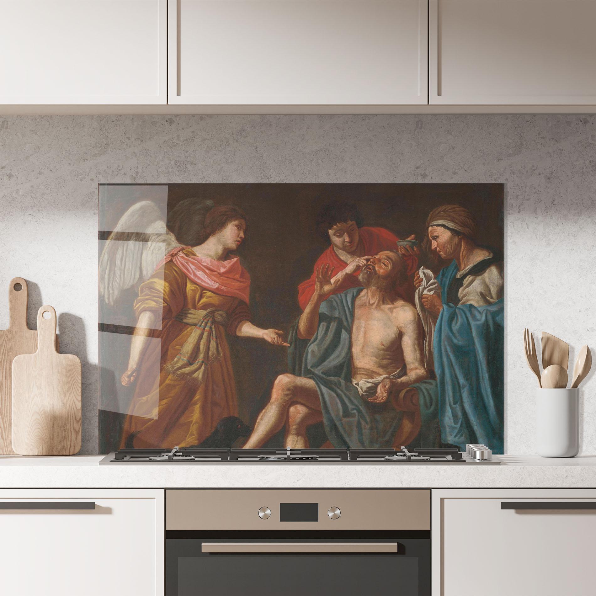 Küchenrückwand Glas Old Wings Person mockup 7