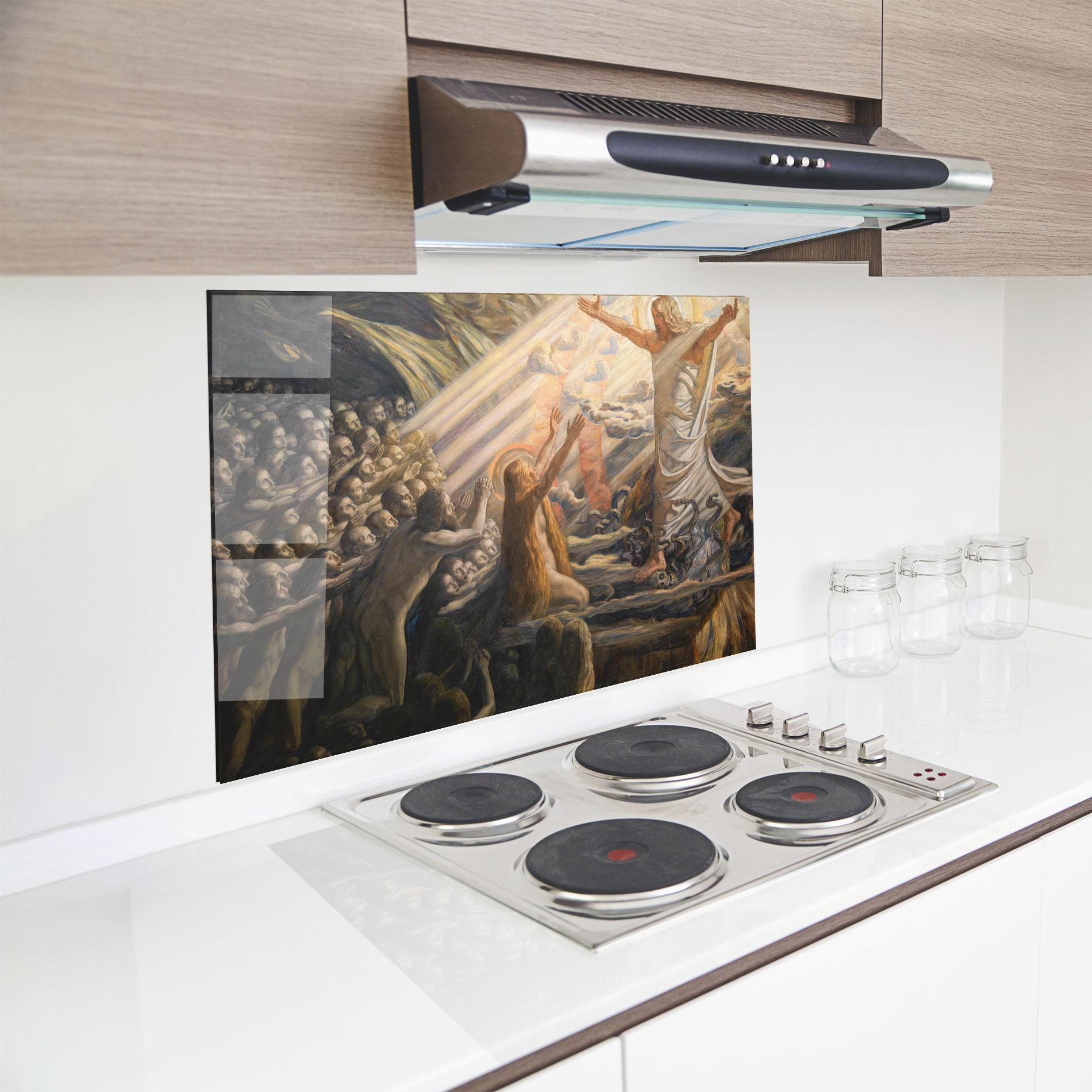 Küchenrückwand Glas Devine Jesus Art mockup 8