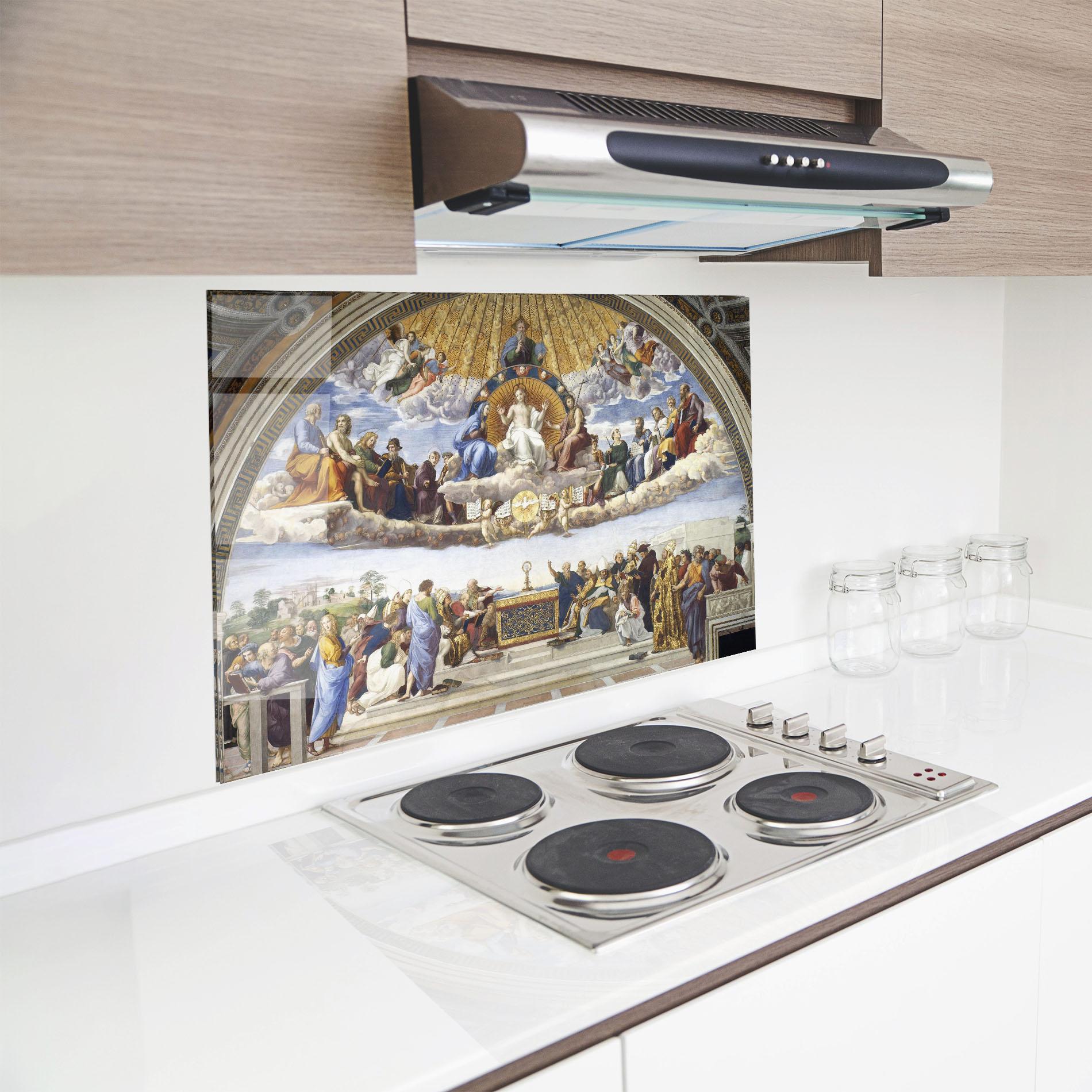 Küchenrückwand Glas Holy Light mockup 8