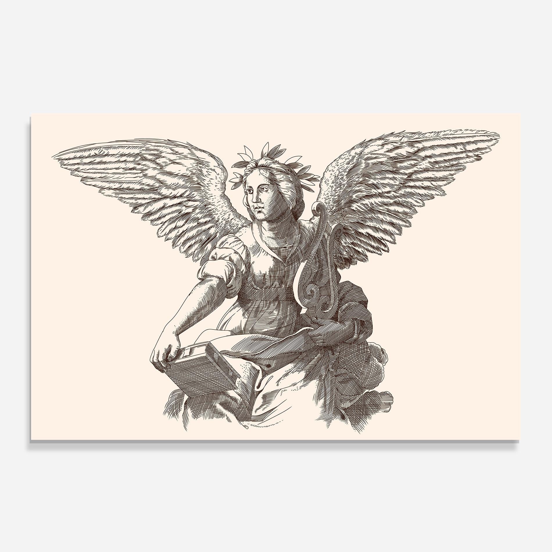 Küchenrückwand Glas Brown Line Angel mockup 0