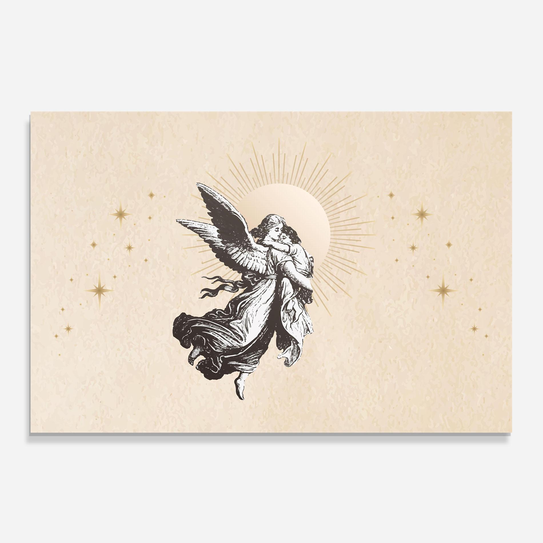 Küchenrückwand Glas Cream Angel Stars mockup 0