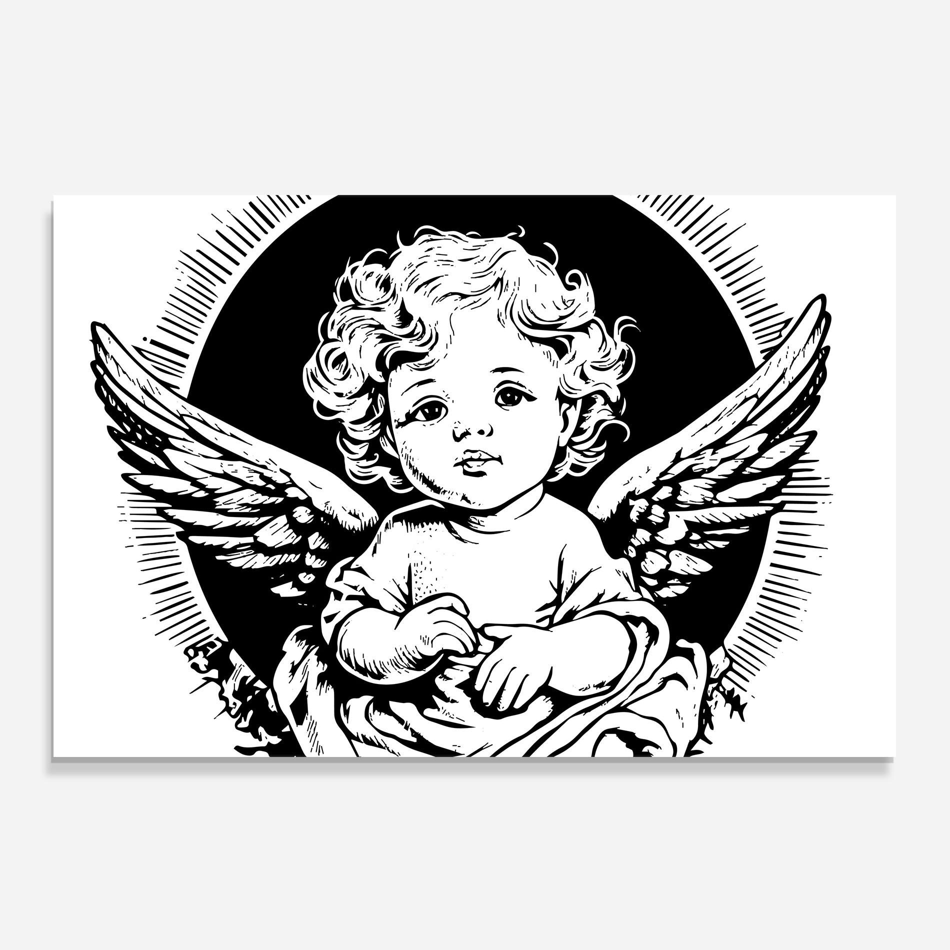 Küchenrückwand Glas Cute Baby Angel mockup 0