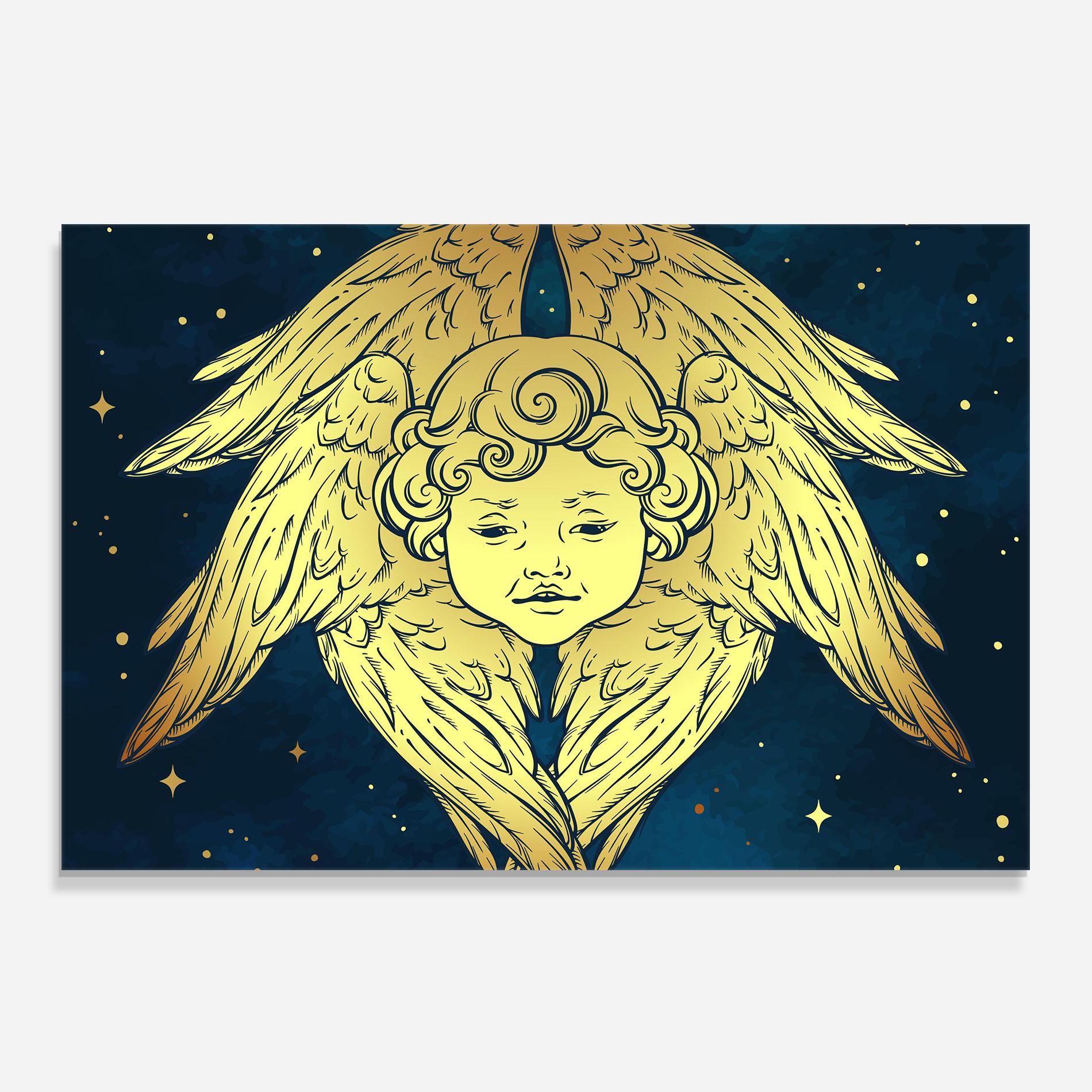 Küchenrückwand Glas Gold Wings Angel mockup 0